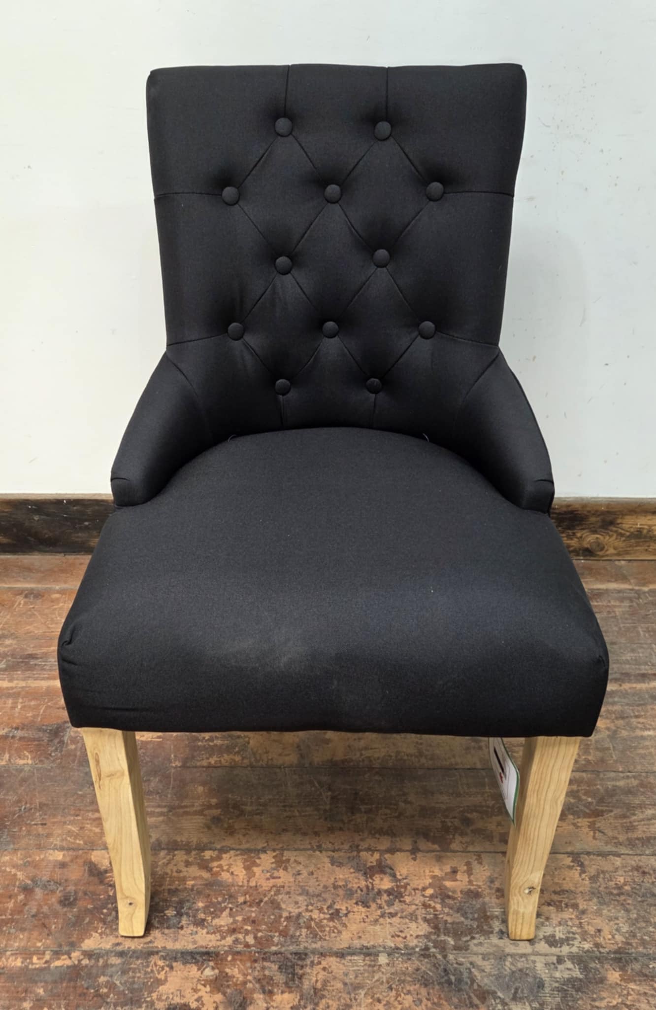 Black Linen Fabric Dining Chair with Light Wood Legs