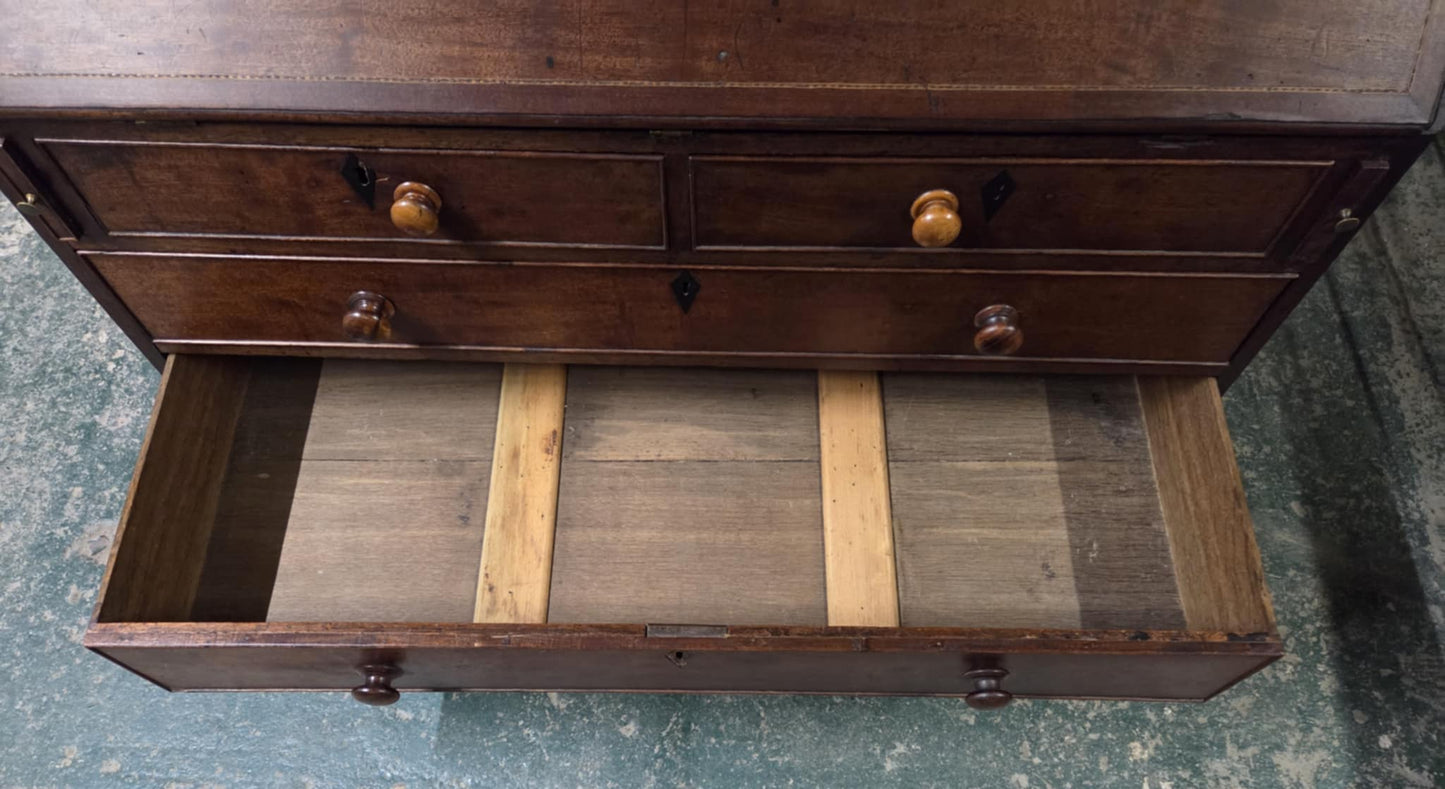 Vintage Repro Oak Writing Bureau with Fold Down Writing Surface