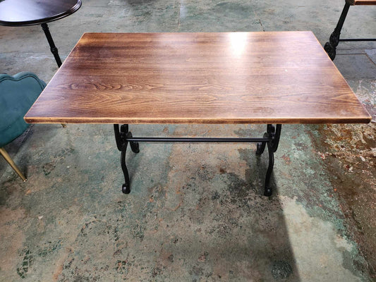 Cast Iron Restaurant Table with Wooden Top