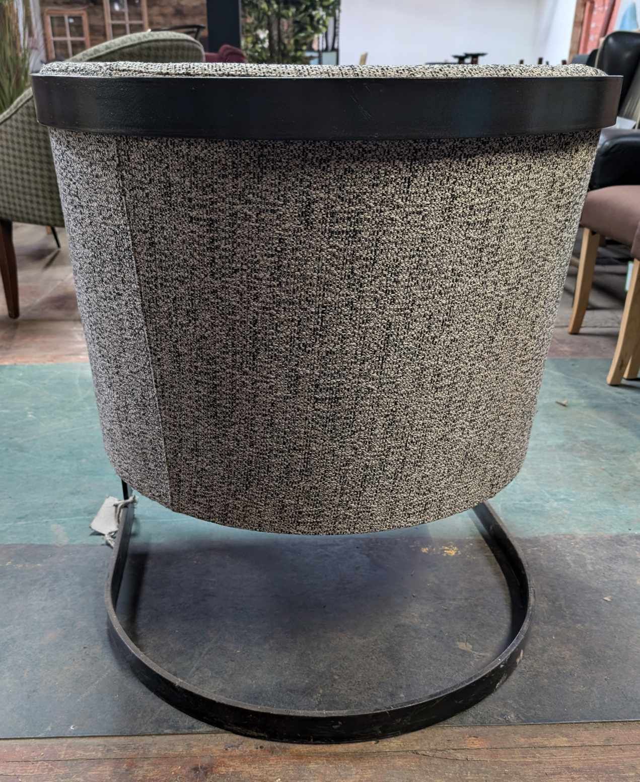 Grey Fabric Cantilever Tub Chair with Steel Frame