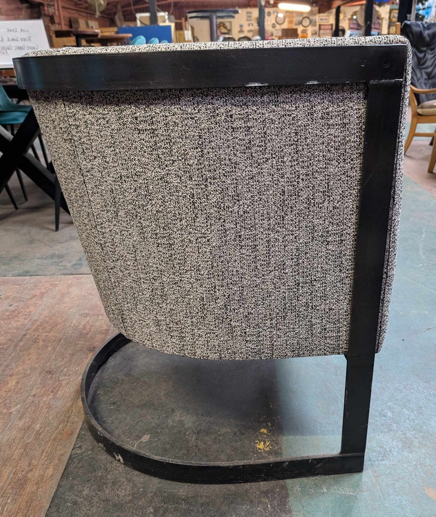 Grey Fabric Cantilever Tub Chair with Steel Frame