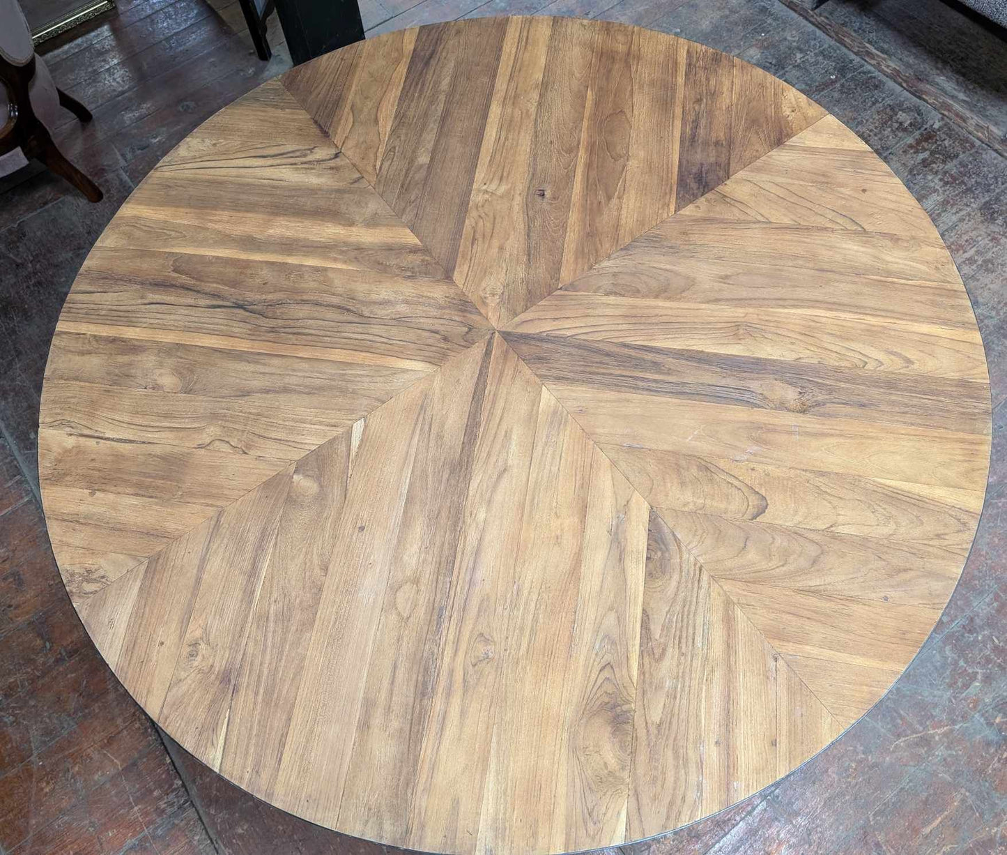 Round Dining Table with Double-Cross Steel Base