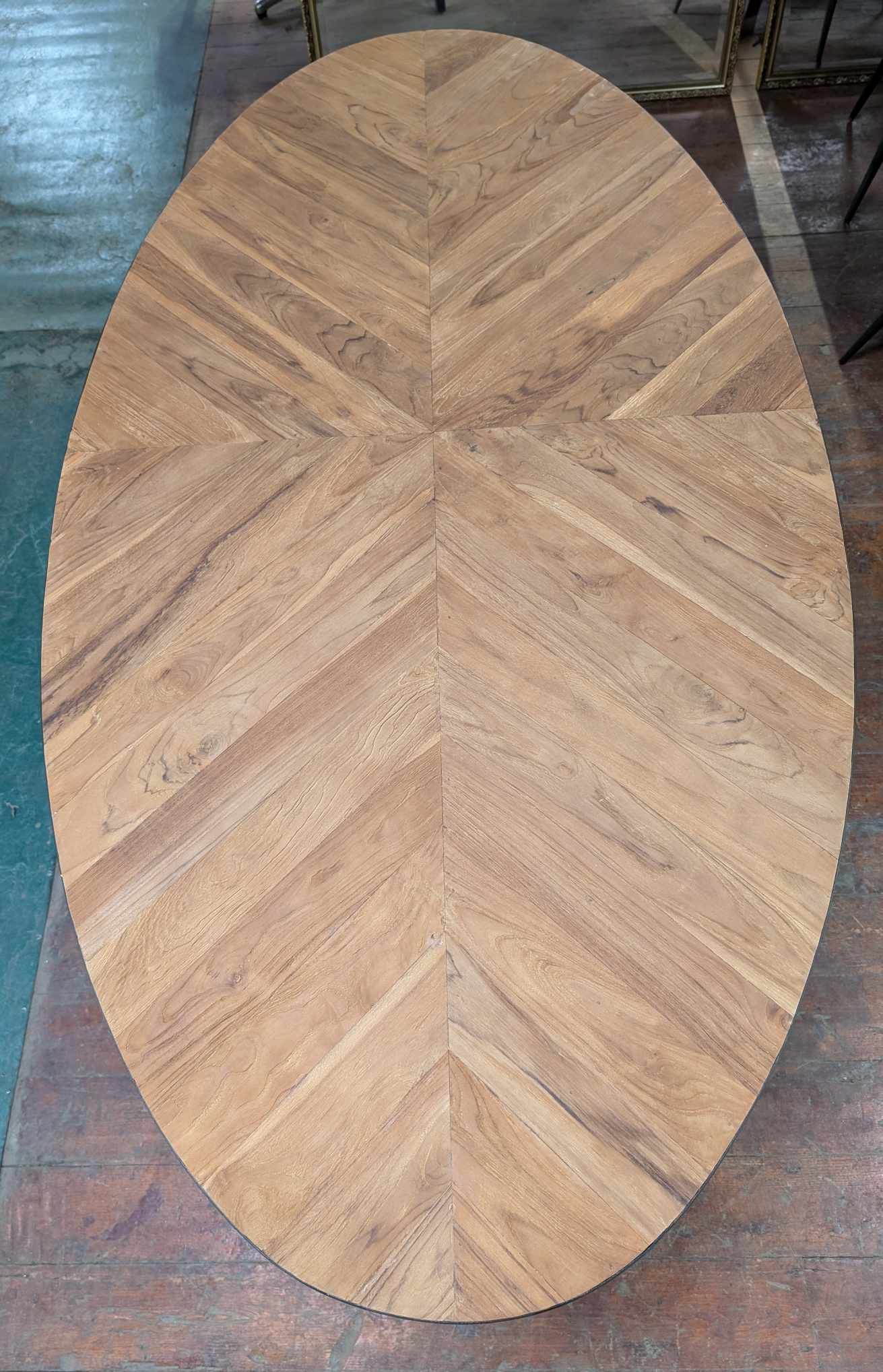 Oval Dining Table with Double-Cross Steel Base