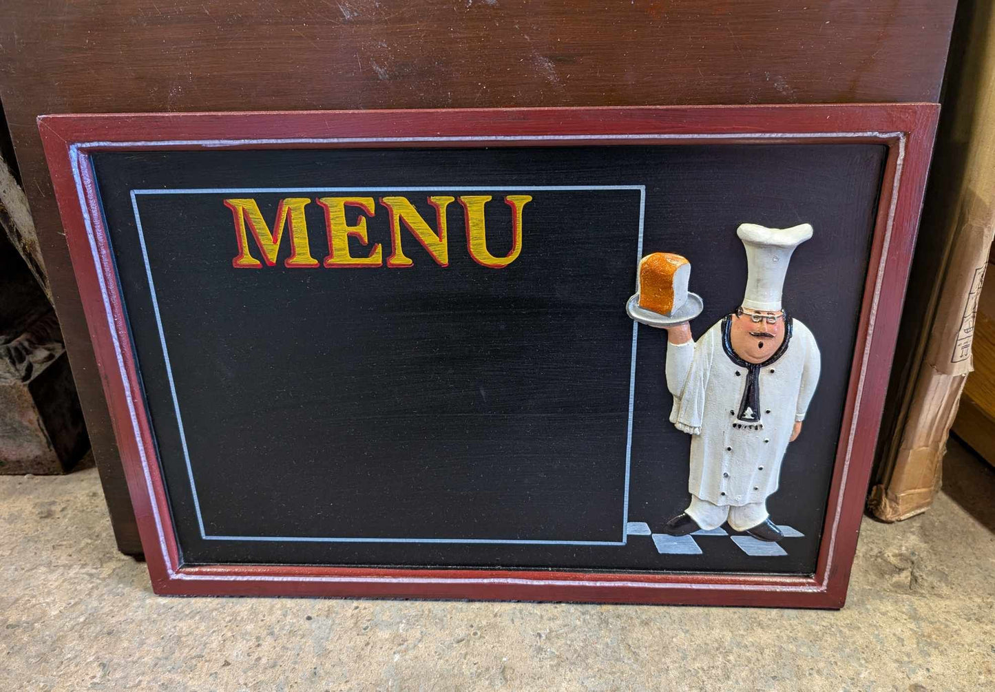 Restaurant Menu Chalk Board with Wood Carved Art - Multiple Designs