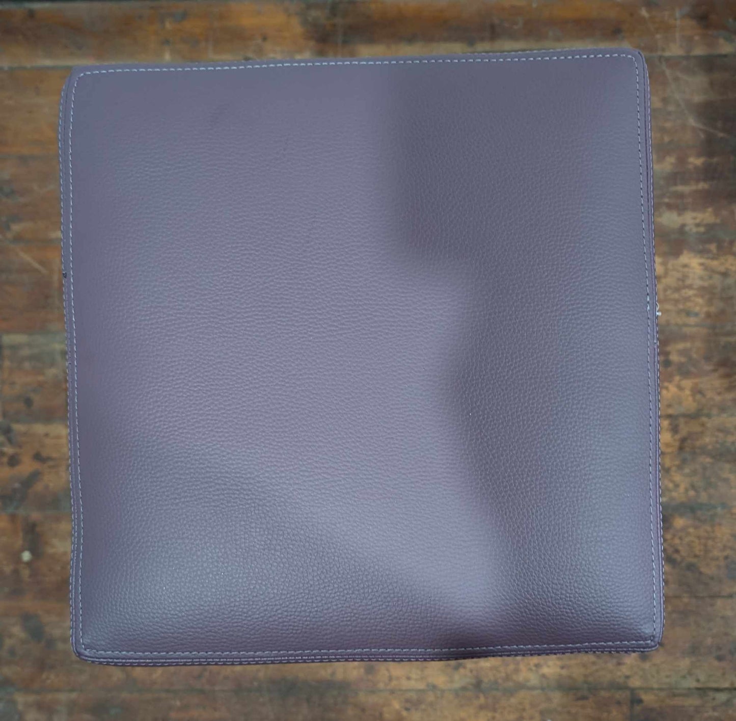 Pair of Wood Frame Purple Faux Leather Stools - Reupholstered
