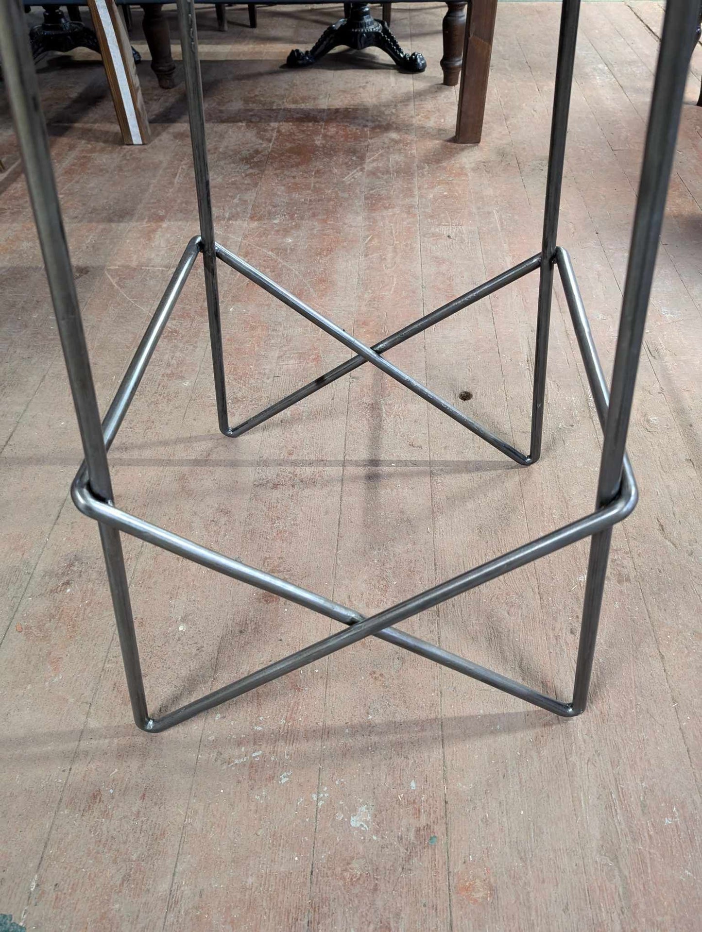 Industrial Steel Frame Poseur Table with Round Top