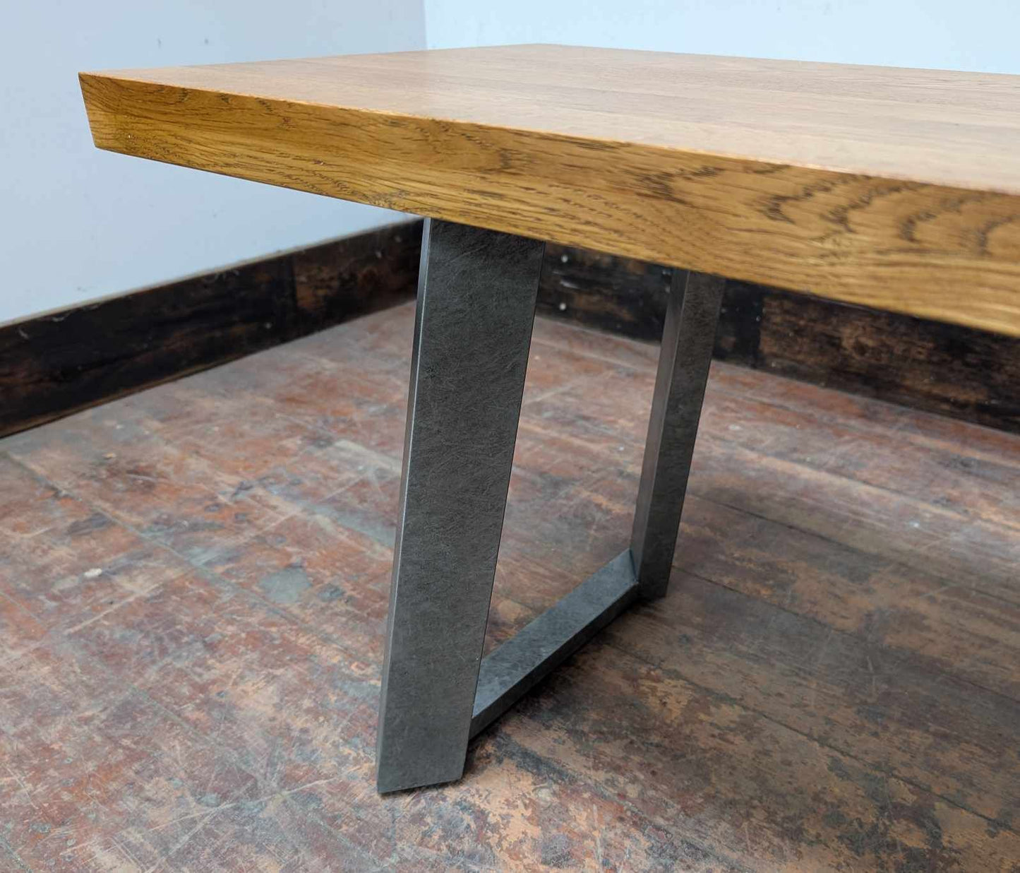 Boston Oak Seating Bench with Industrial Metal Legs
