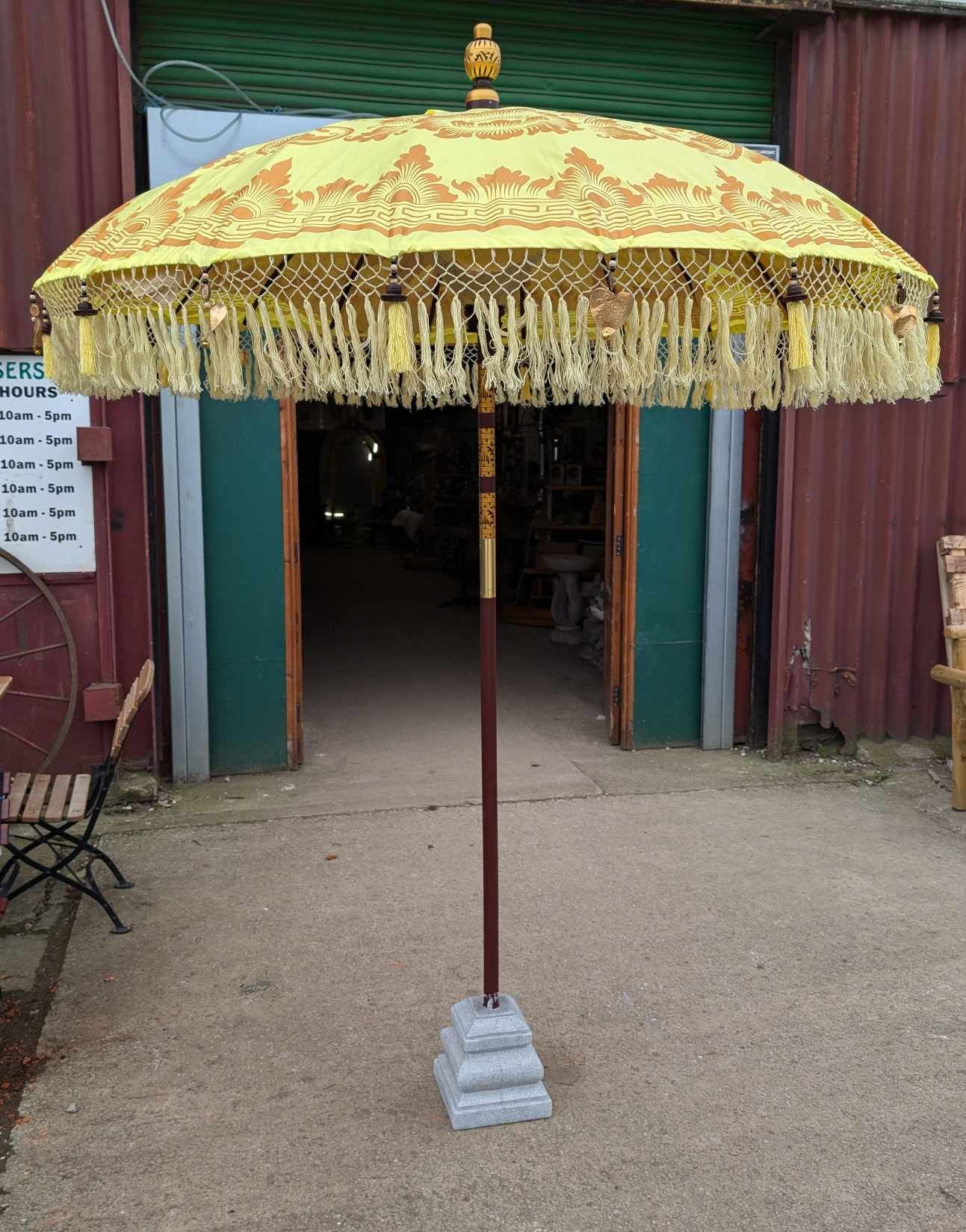 Handmade Bali Sun Parasol - Lemon Yellow and Gold (Base not included)