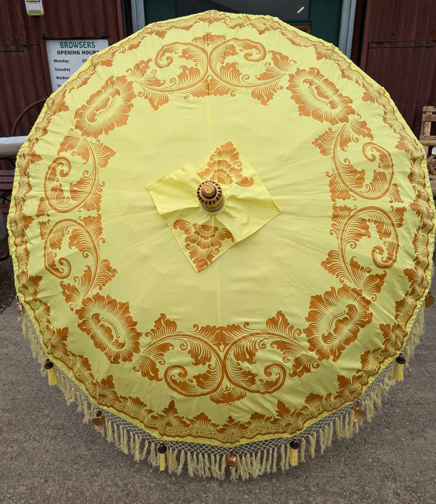 Handmade Bali Sun Parasol - Lemon Yellow and Gold (Base not included)