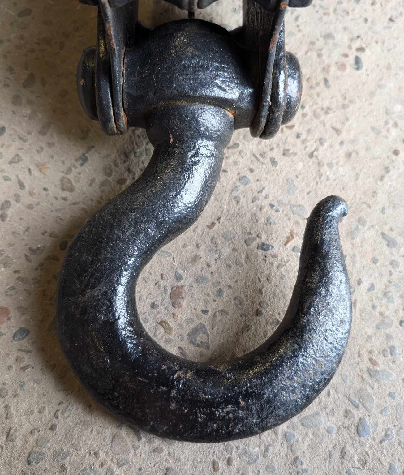 Vintage Cast Iron 17" Pulley Block and Hook / Double Sheave / Industrial