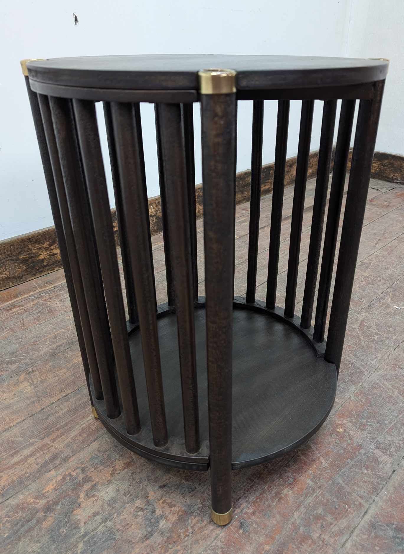 Small Cylindrical Wooden Cage Side Table