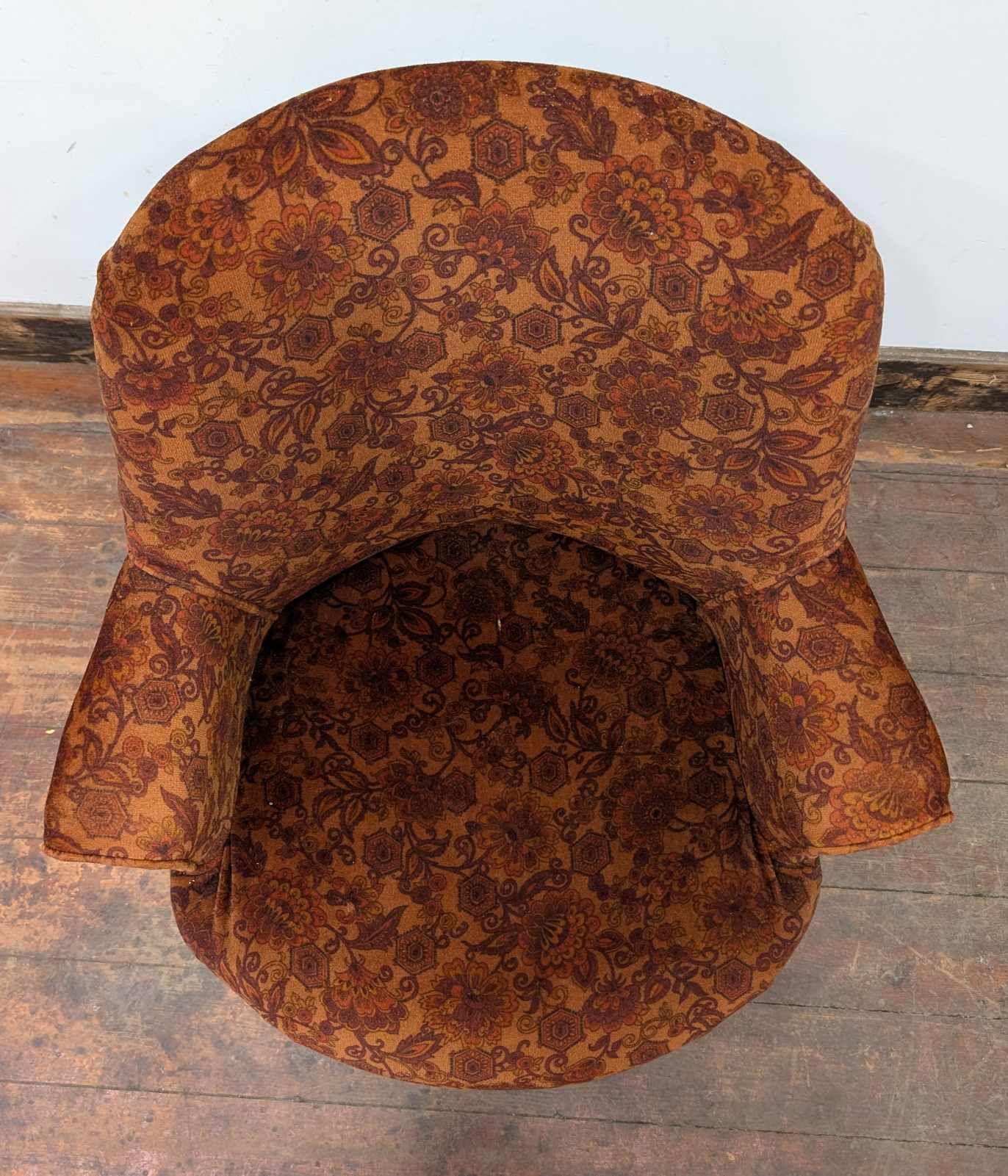 Small Orange Floral Armchair with Frilled Skirt