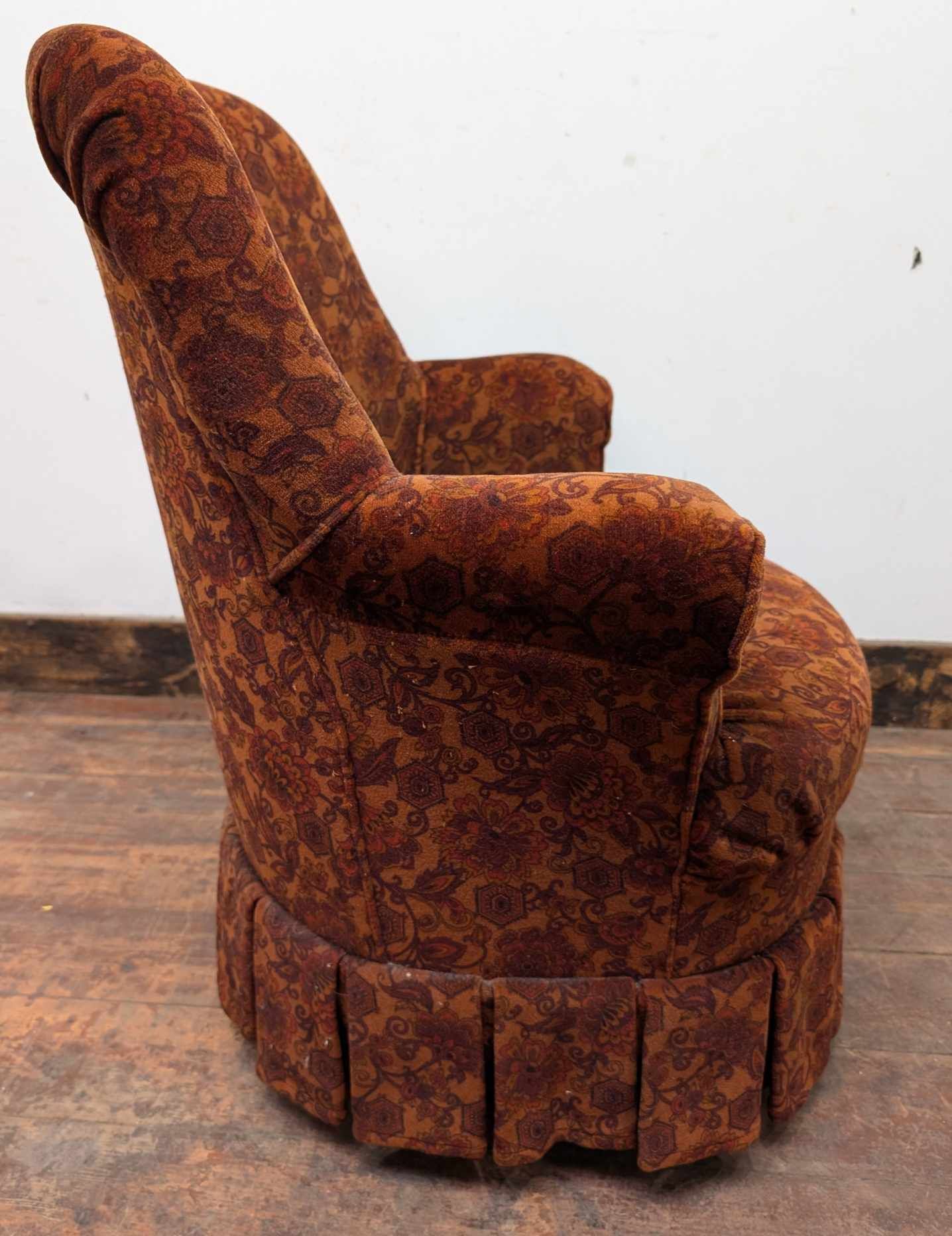 Small Orange Floral Armchair with Frilled Skirt
