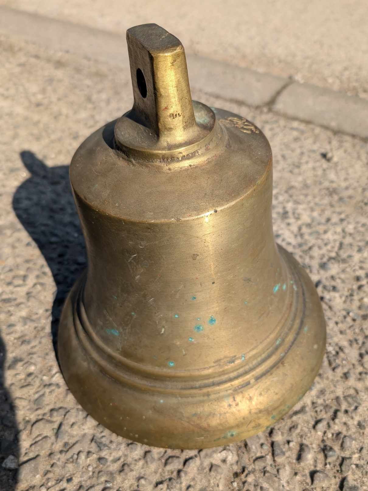 Large Brass Royal Navy Ship's Bell from WW2, with Royal Cypher
