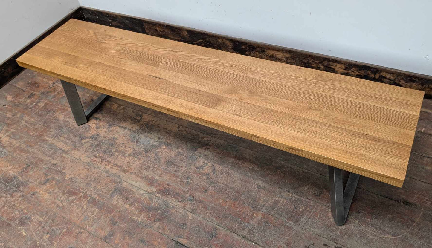 Boston Oak Seating Bench with Industrial Metal Legs
