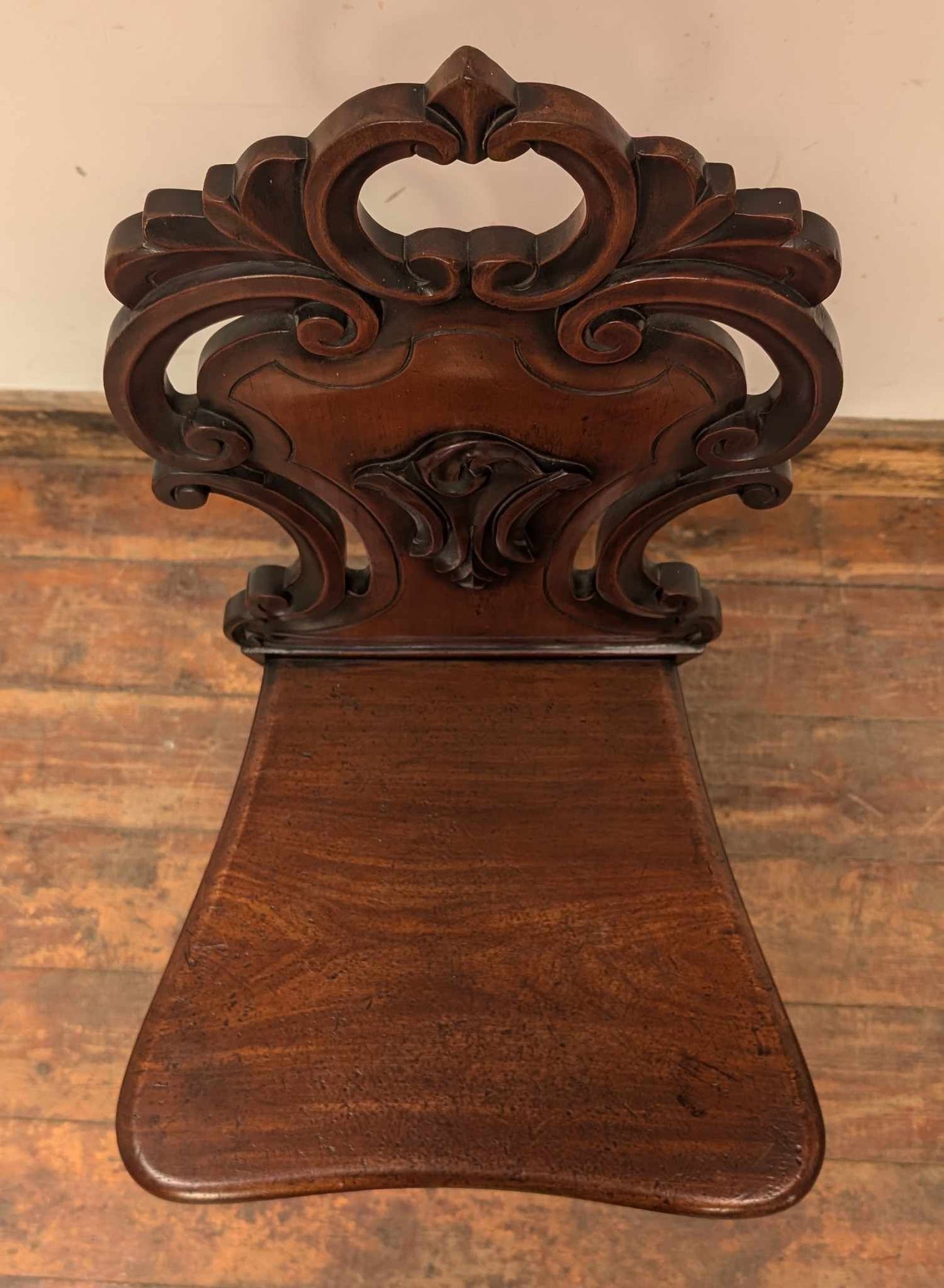 Small Antique Carved Mahogany Hall Chair - Victorian