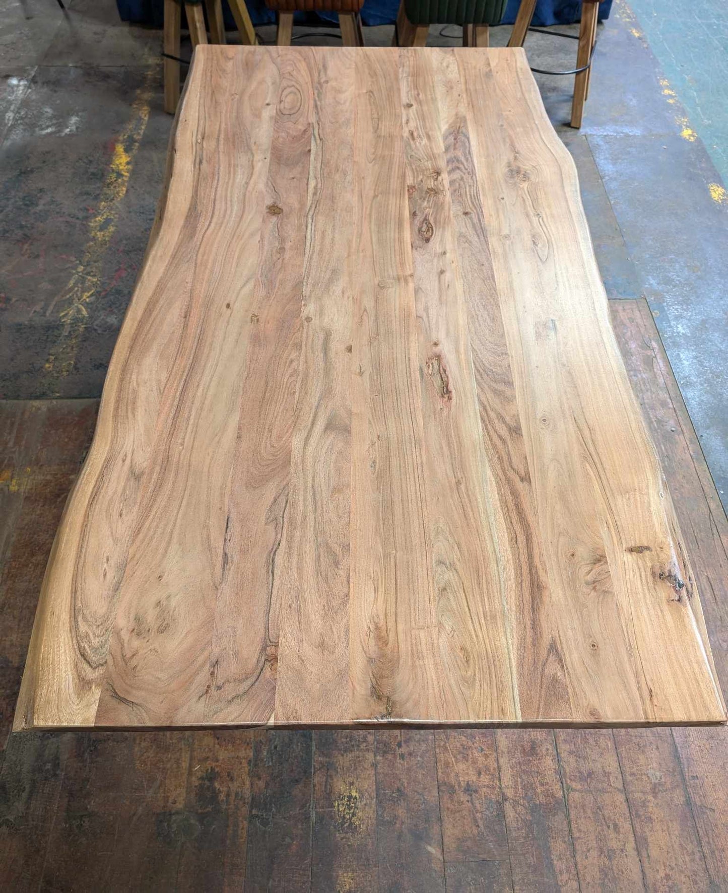Live Edge Dining Table with Steel Cross Beam Legs