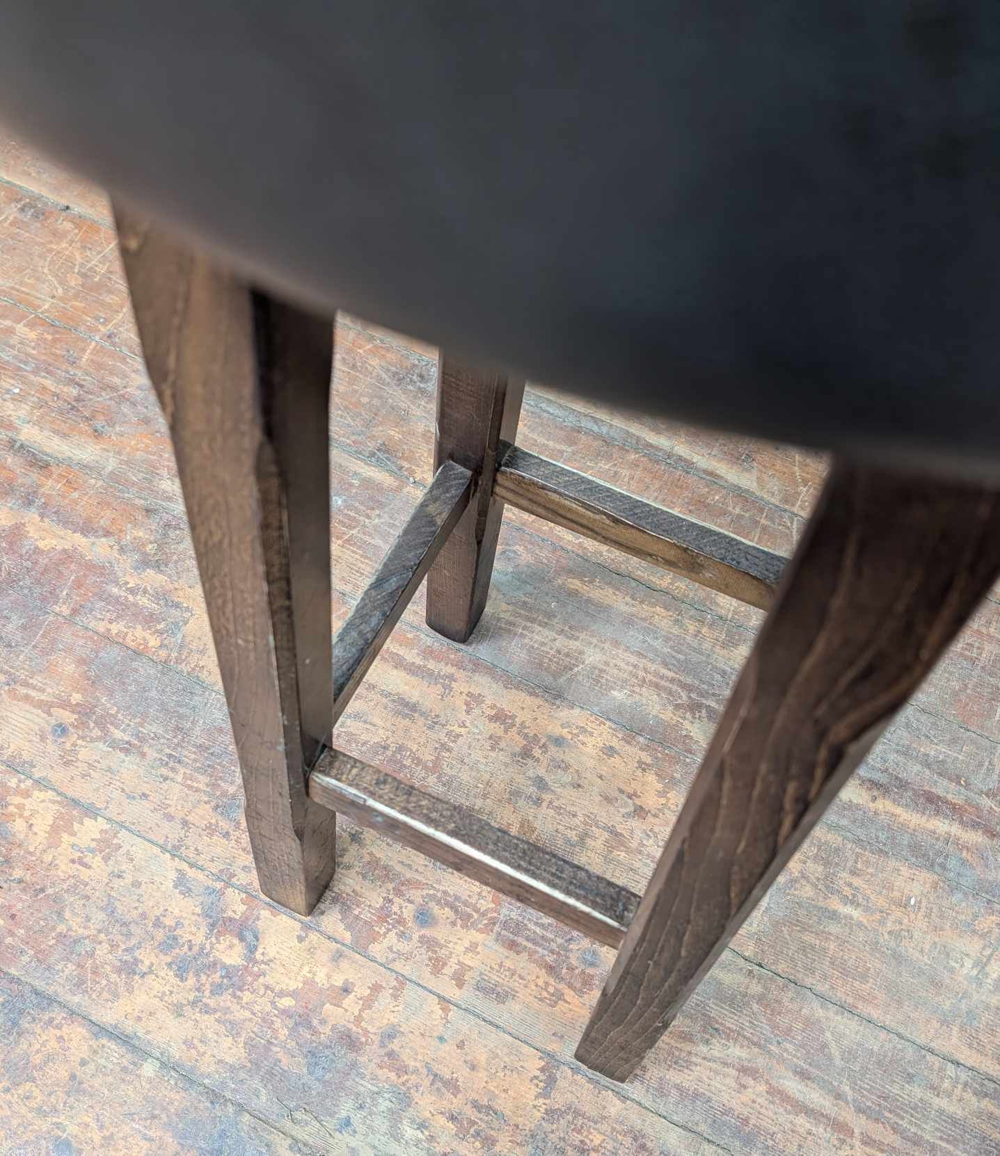 Pair of Blue and Black Vegan Leather Topped Bar Stools with Wooden Frames