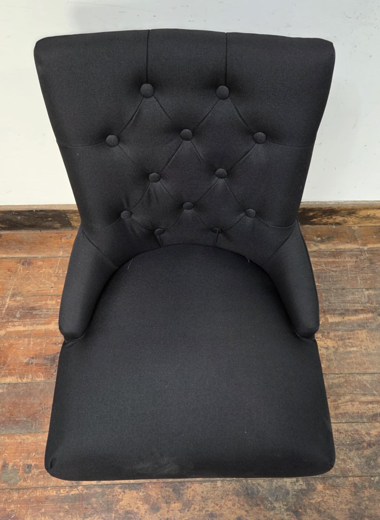 Black Linen Fabric Dining Chair with Light Wood Legs