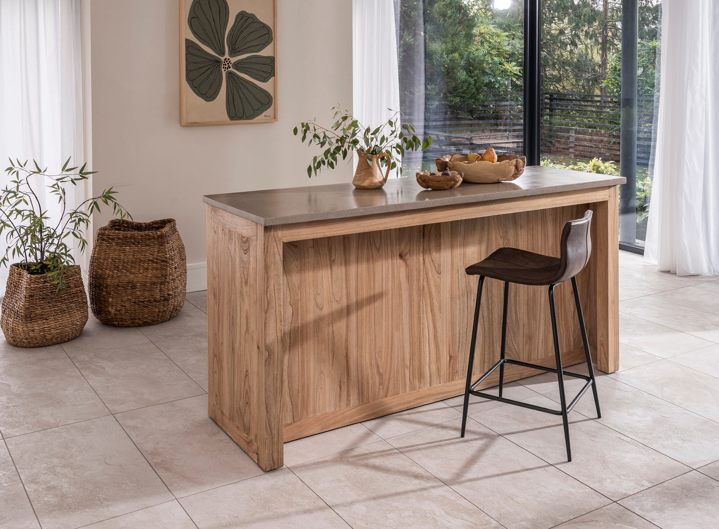 Pair of chestnut brown Barracuda Counter stools