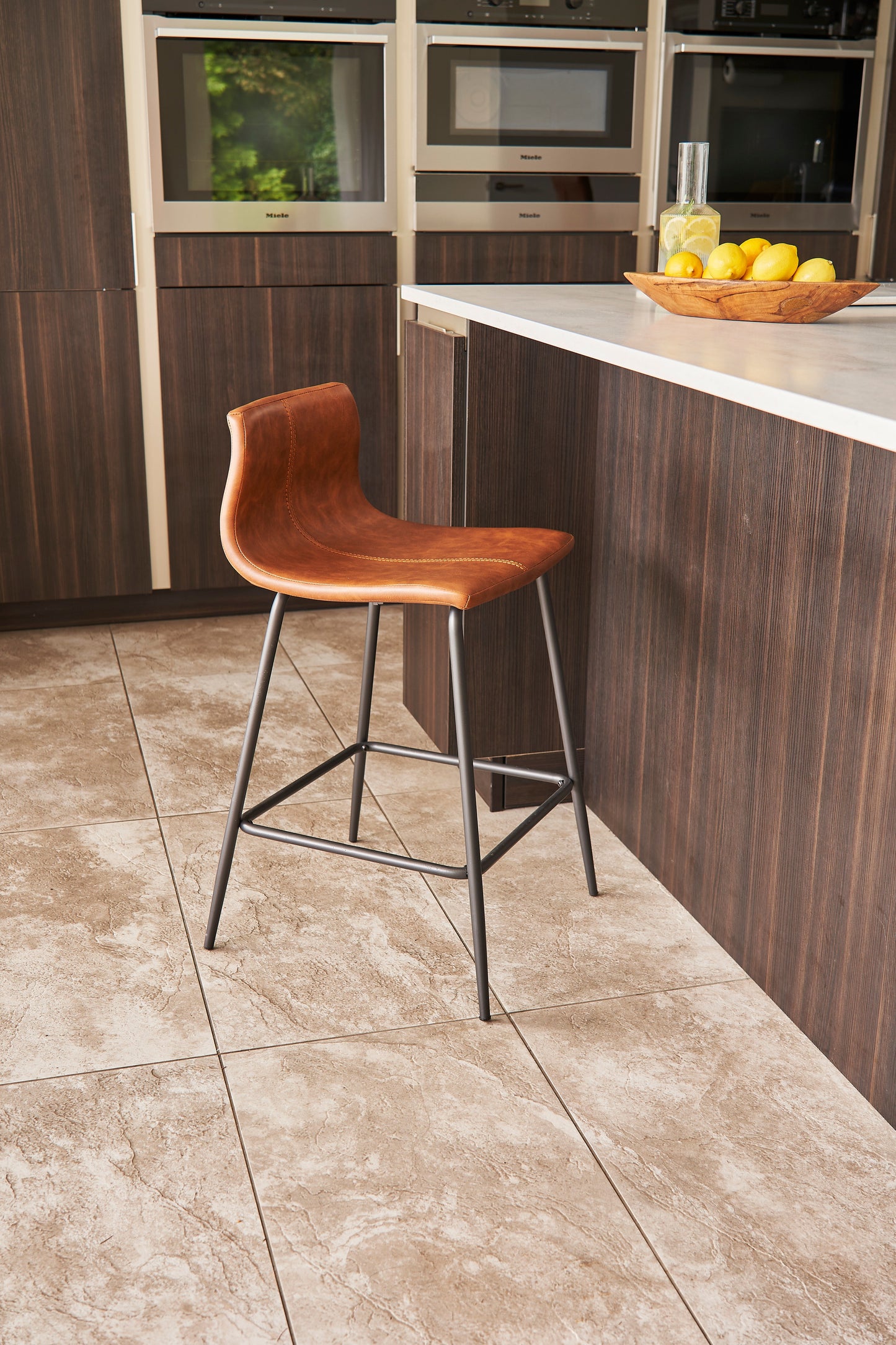 Pair of tan brown Barracuda Counter stools