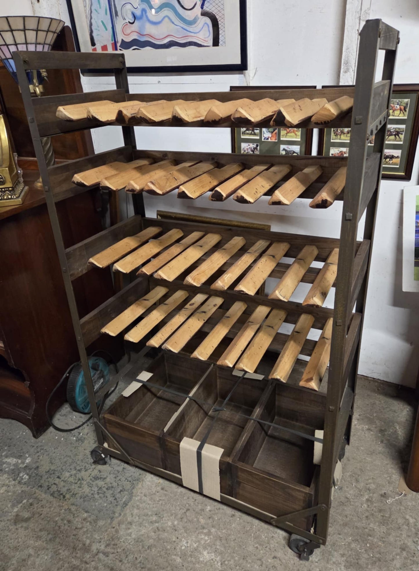Rustic Wooden Slat Wine Rack / Storage