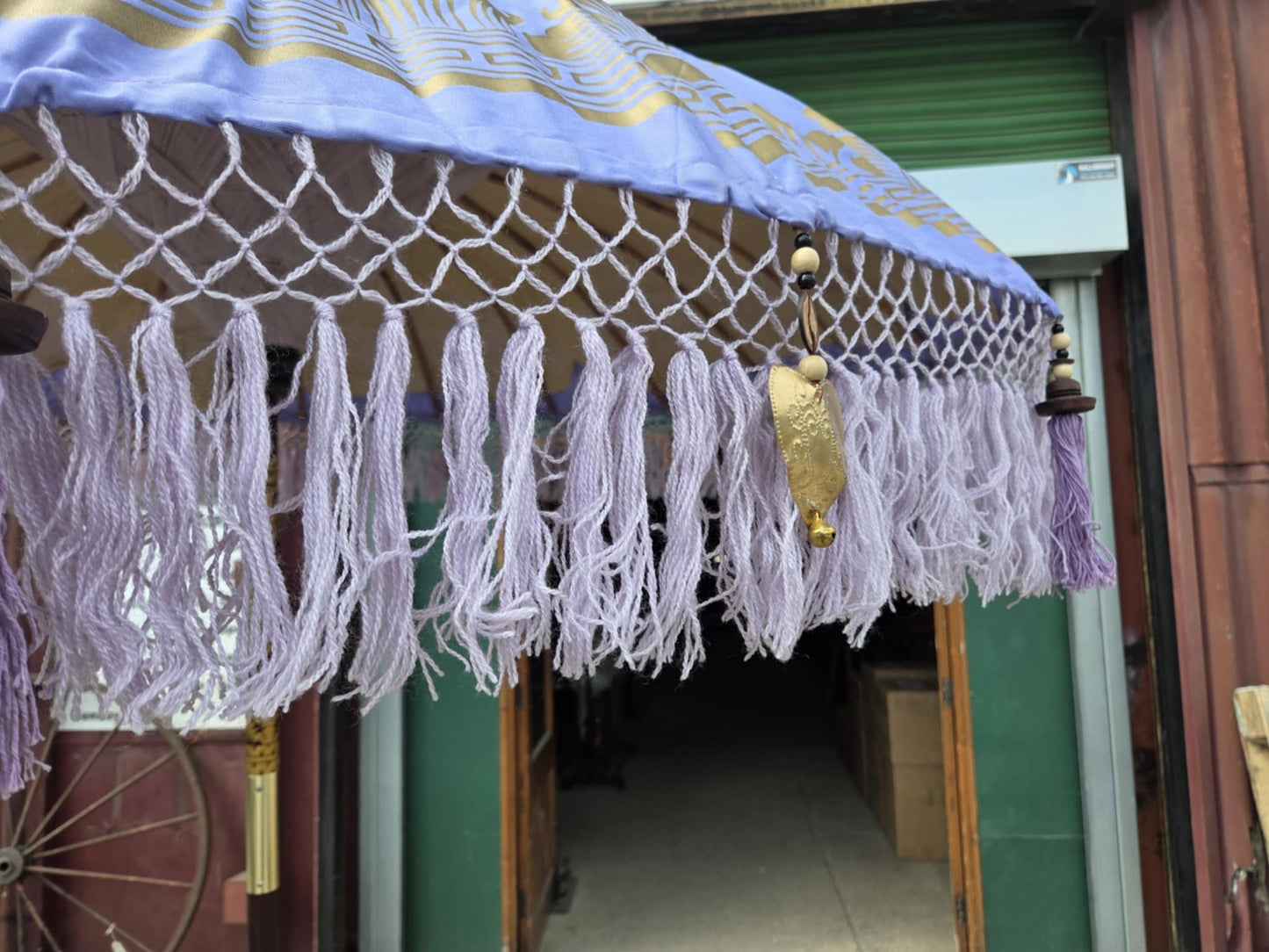 Handmade Bali Sun Parasol - Violet and Gold (Base not included)