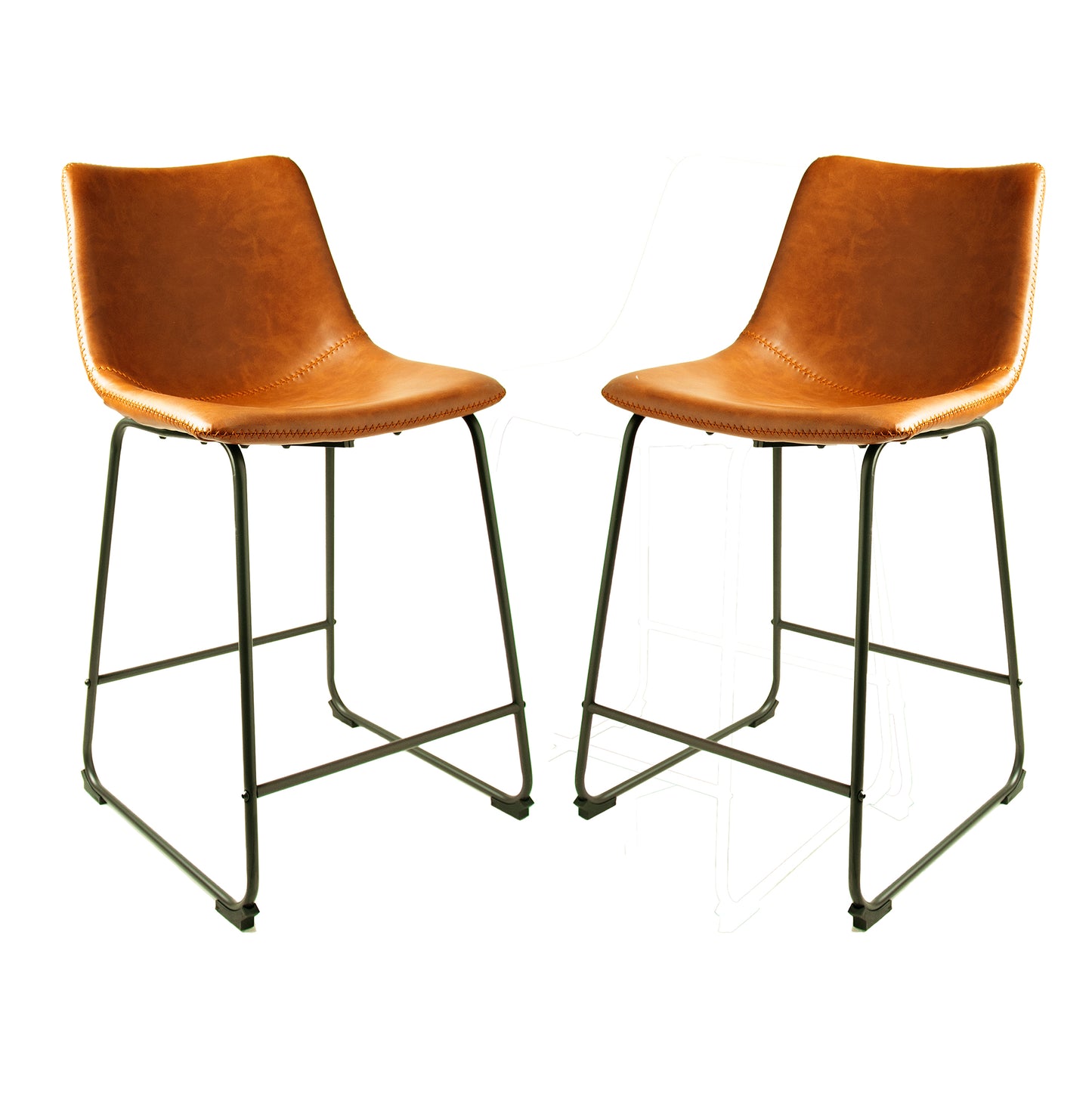 Pair of Cooper Tan Vegan Counter Stools