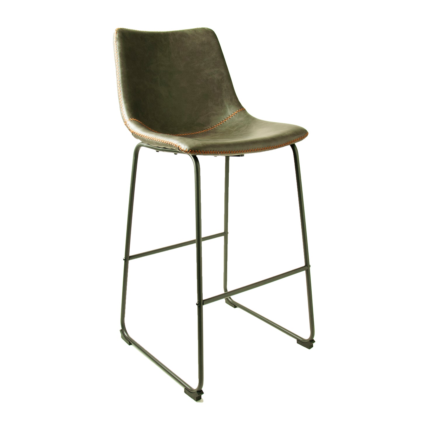 Pair of Grey Vegan Leather Bar Stools