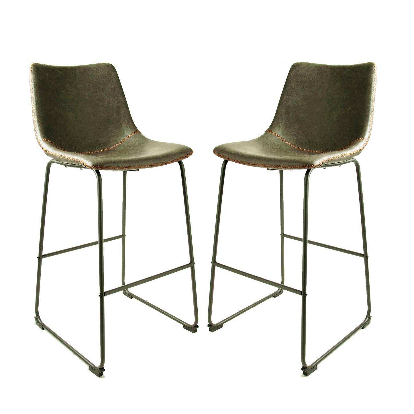 Pair of Grey Vegan Leather Bar Stools