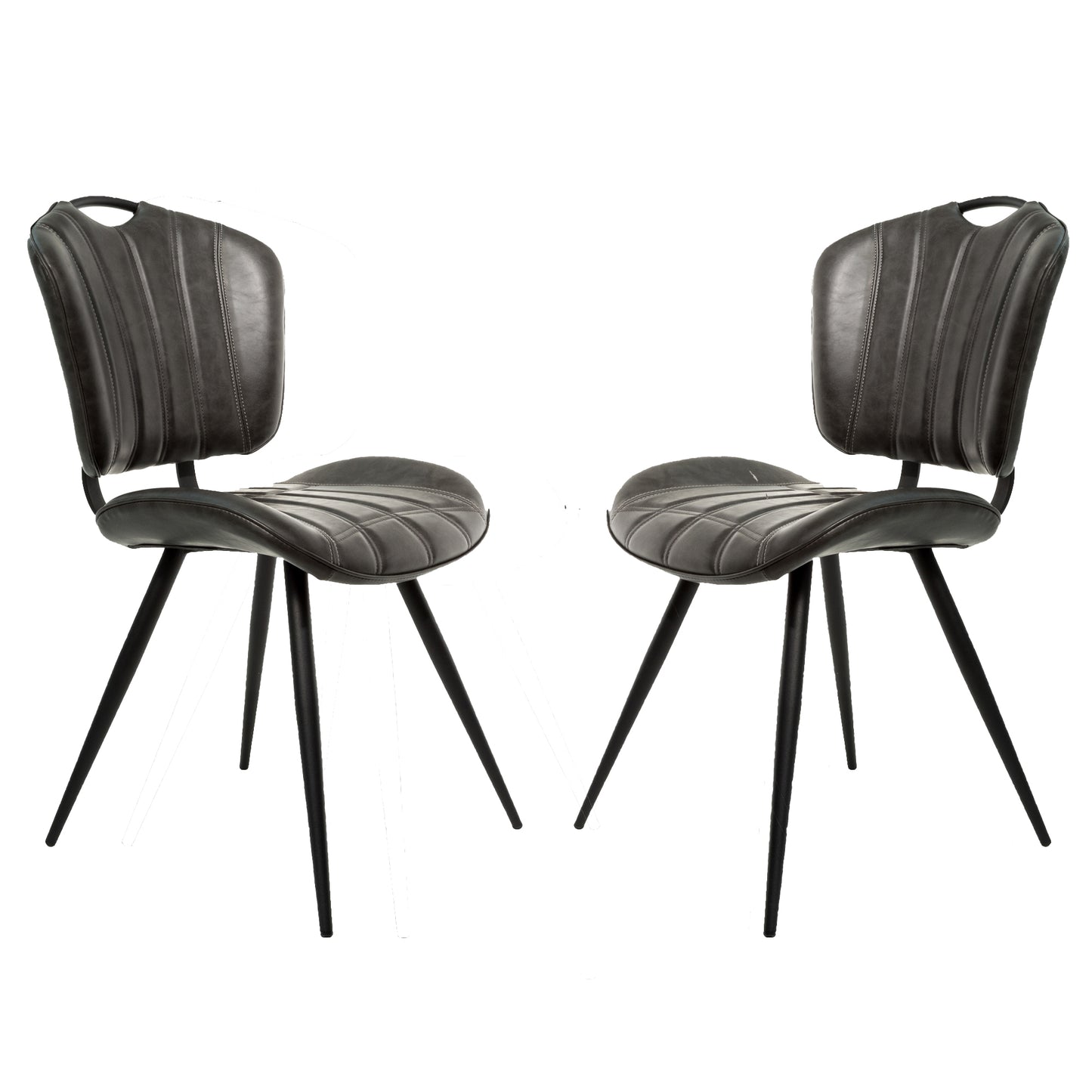 Healey Grey Vegan Leather Dining Chairs