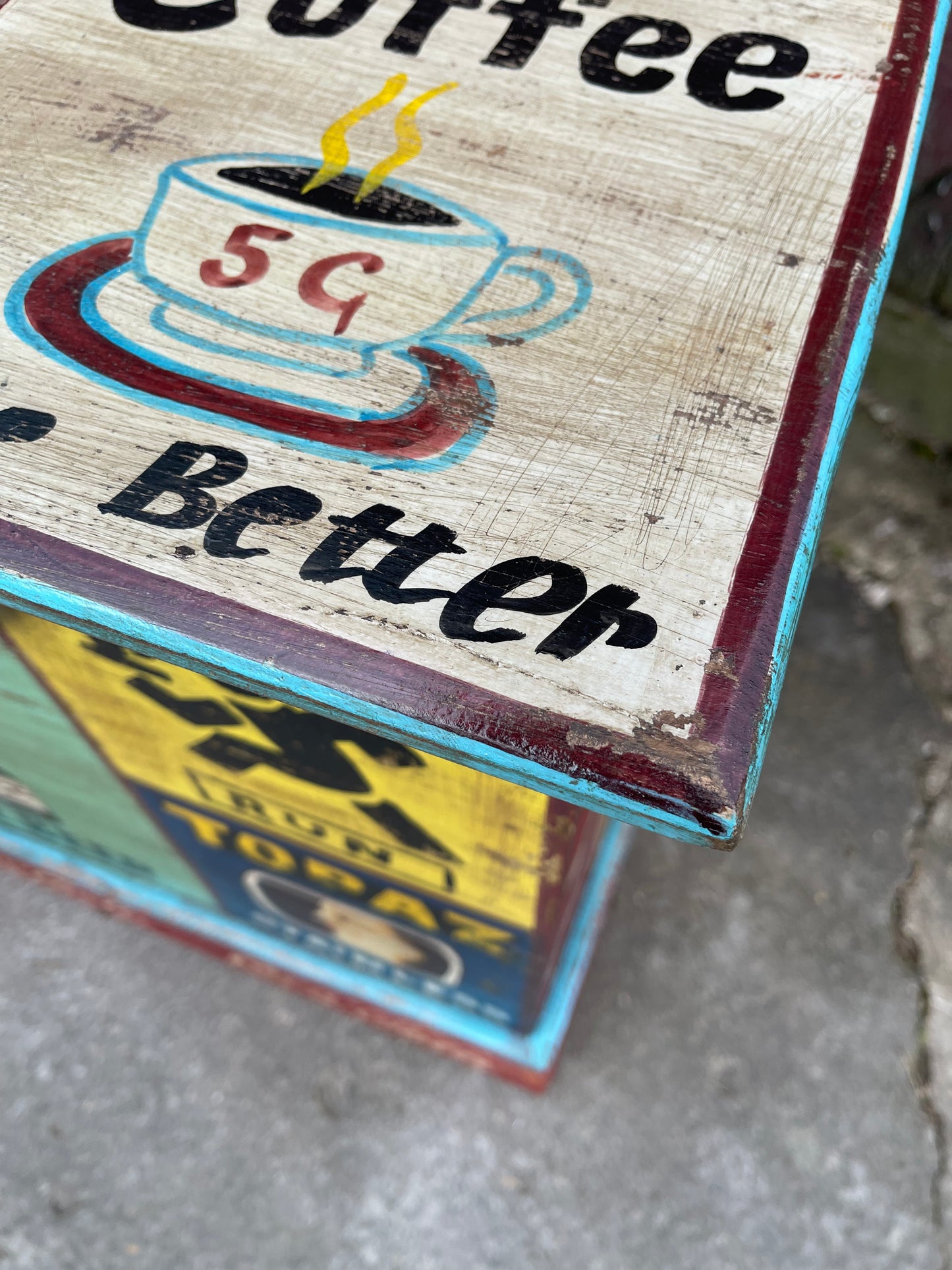 Colouful vintage storage chest / trunk / blanket box