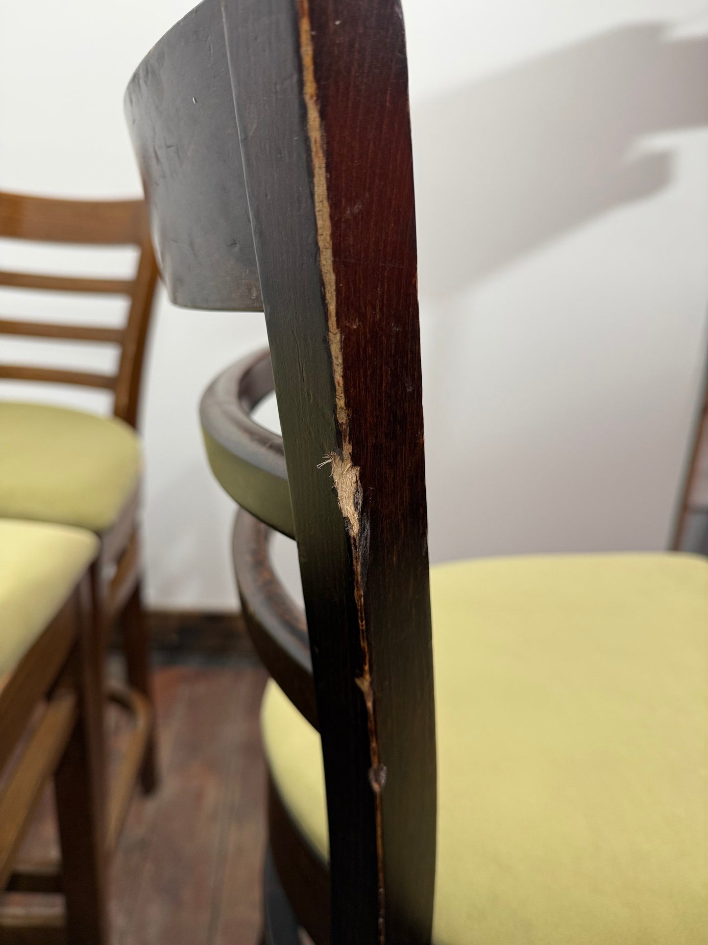 Set of 6 Wooden Bar Stools | Commercial Pub Restaurant Café Seating | Upholstered Sage Seats | High Stools