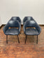 Set of 4 Blue Leather Tub Chairs