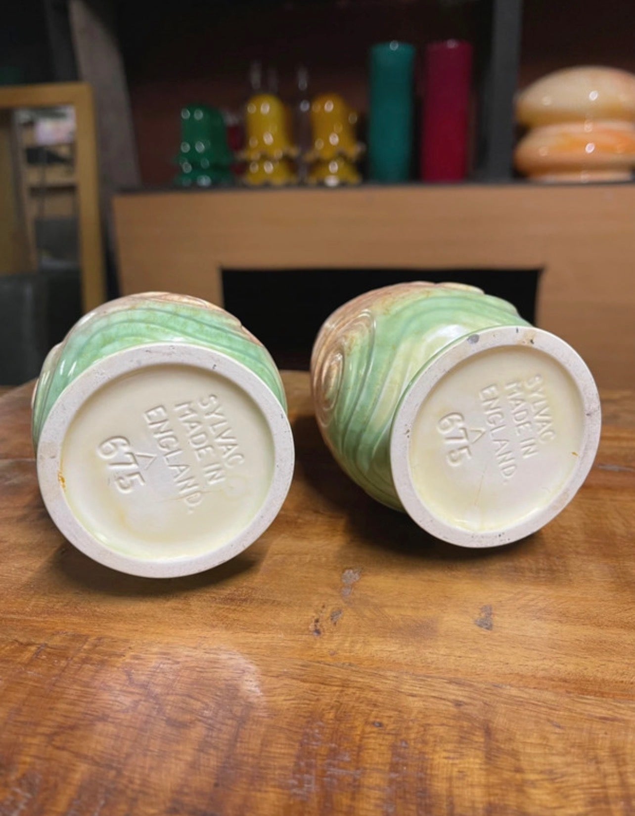 Pretty pair of small SylvaC swirl vases