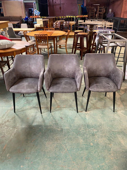 Set of 3 Grey Tub Chairs