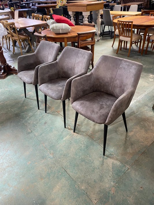 Set of 3 Grey Tub Chairs