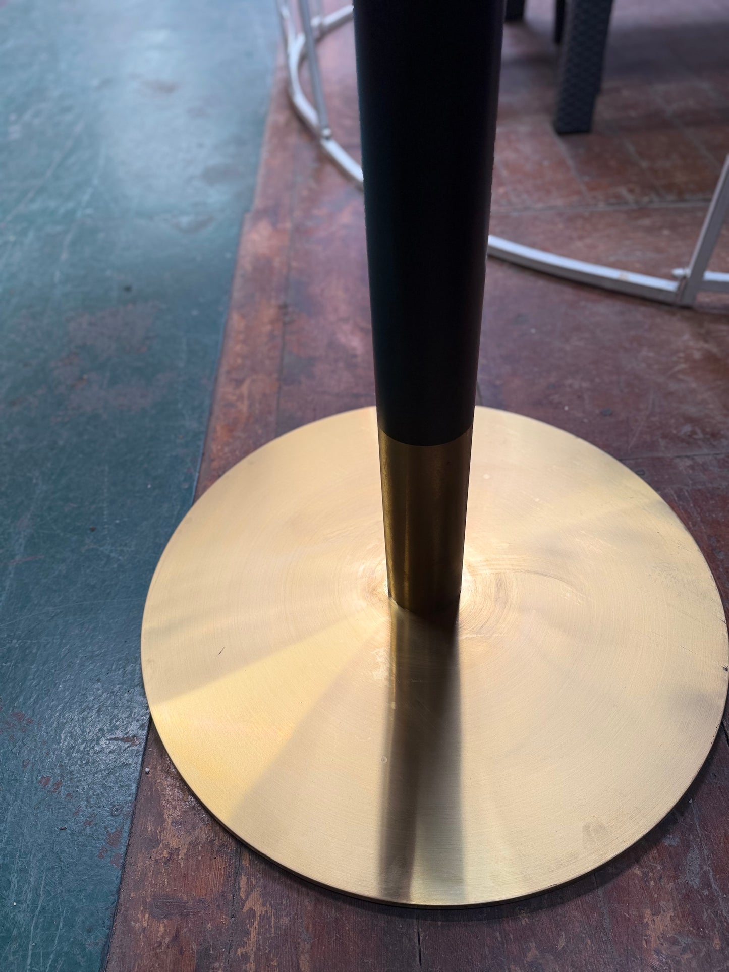 Modern Poseur Table - Grey Stone Effect Top/Gold & Black Base