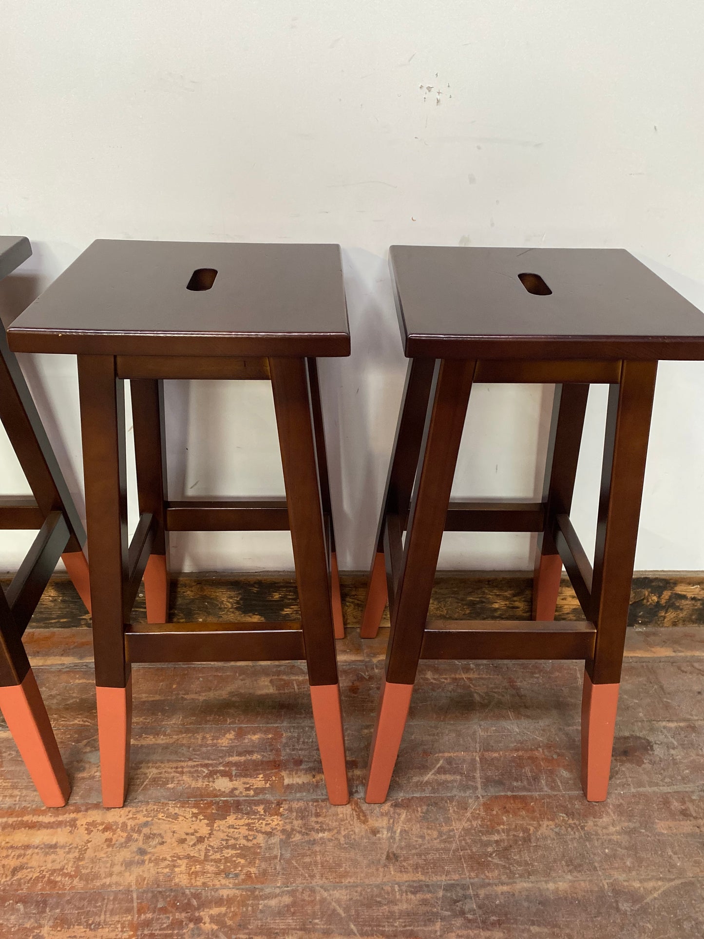 4 bar stools with painted legs