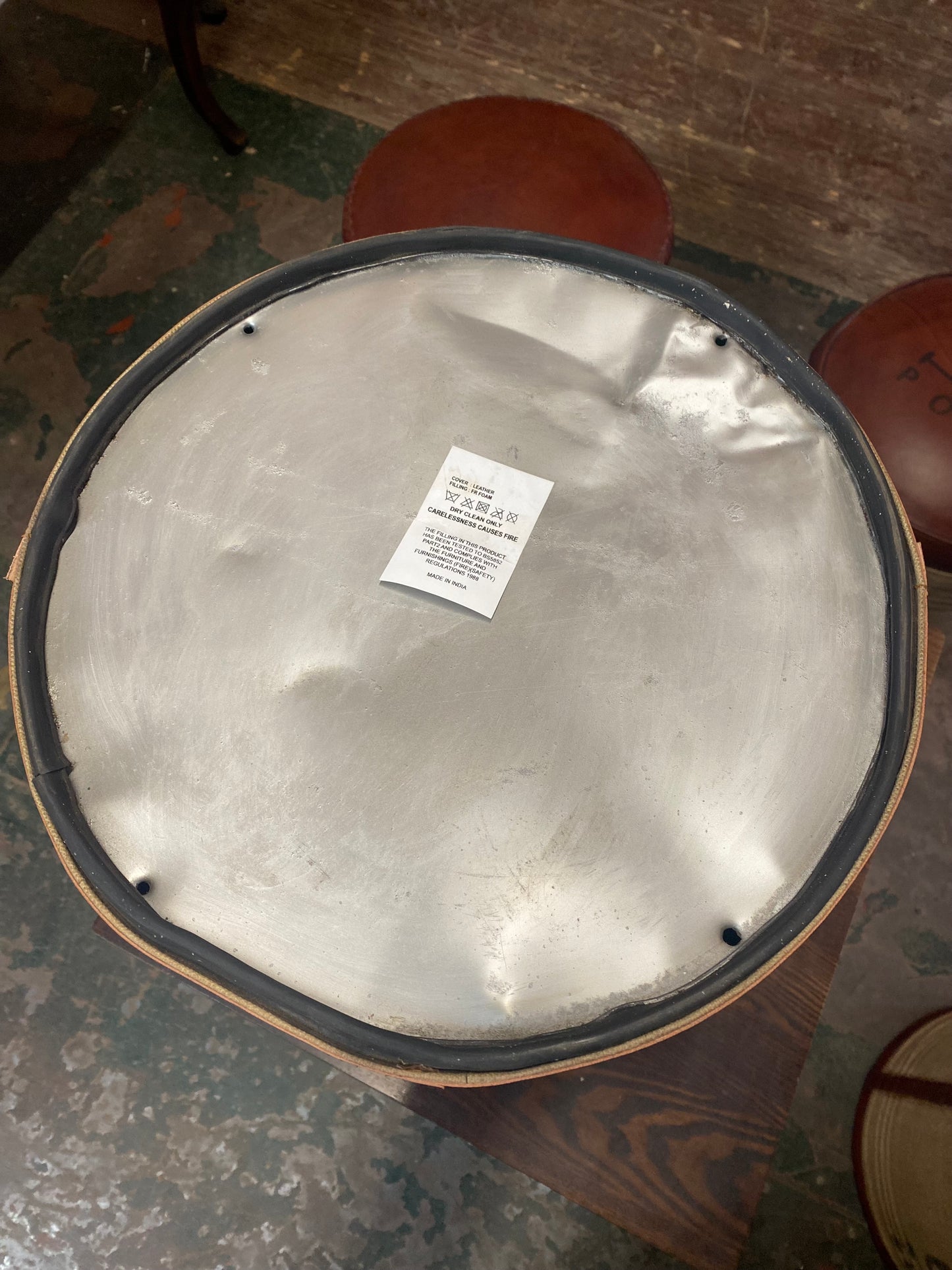 Leather & canvas worker bee seat / stool