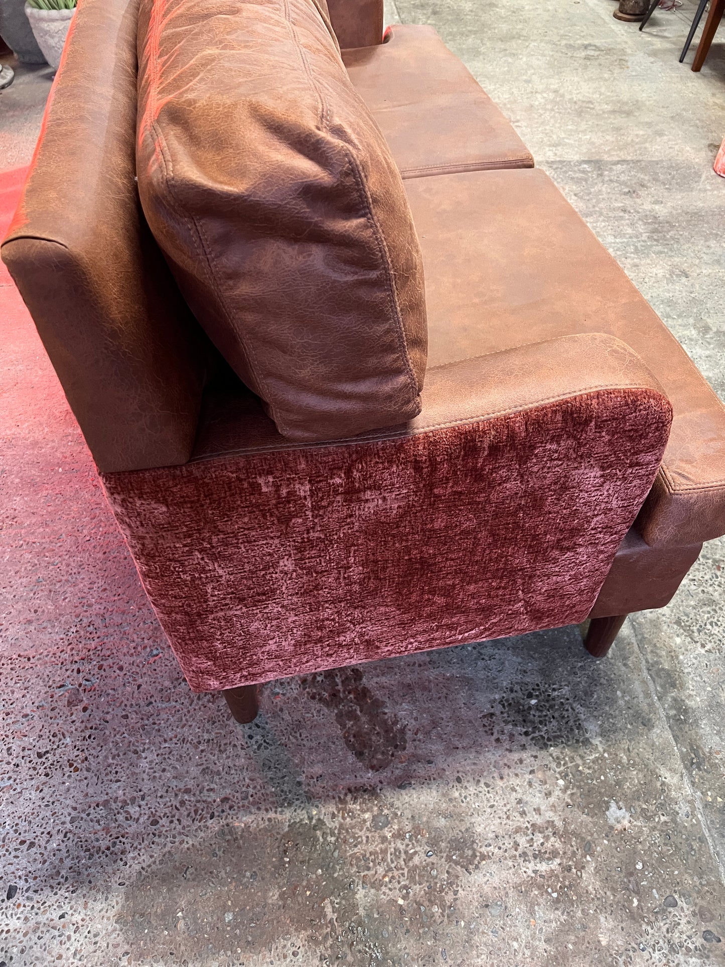 Brown Faux Leather Dining Couch