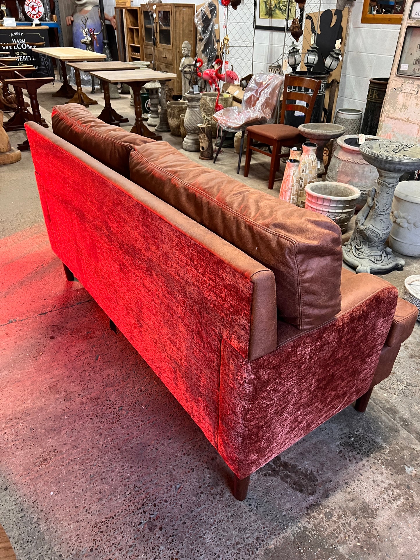 Brown Faux Leather Dining Couch