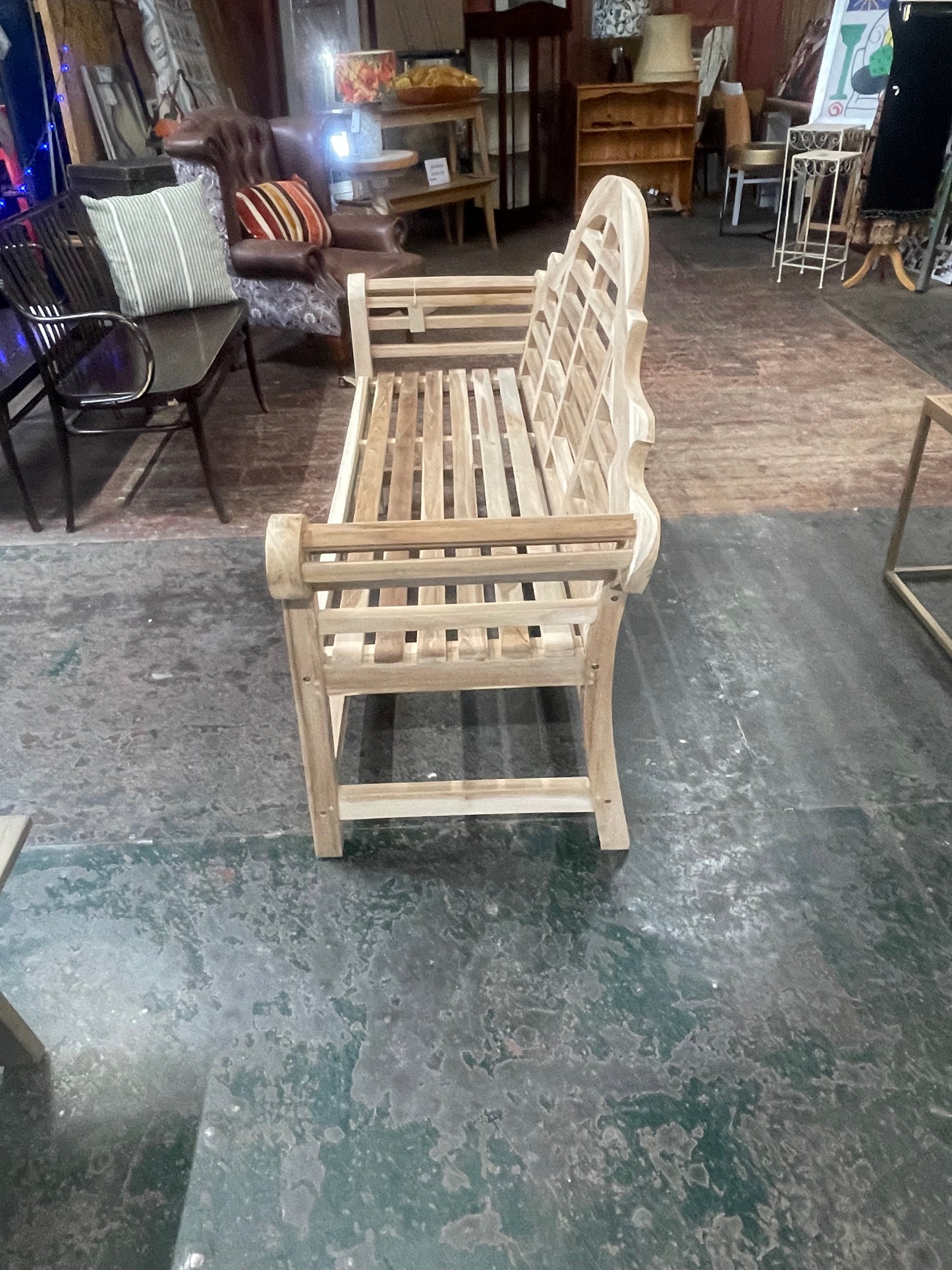 Lutyens Style Teak Garden Bench / 3 Seater / Classic Slatted Design