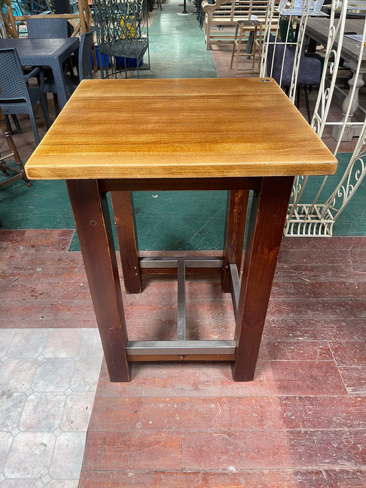 Solid Wood High Poseur Table | Rustic Industrial Bar Table | Pub Café Bar