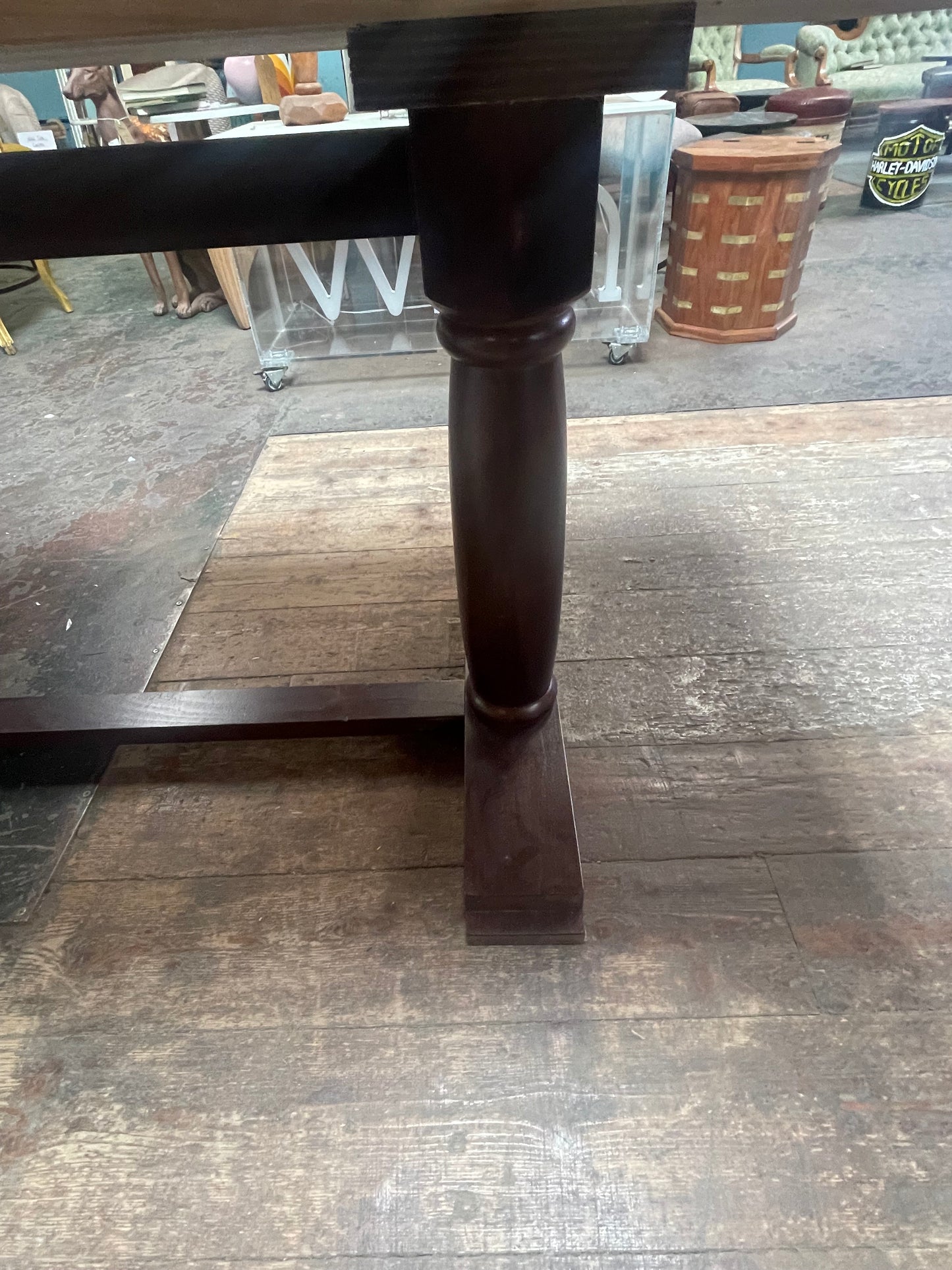 Ash Herringbone Dining Table | Rustic Wooden Table on Pedestal Base | Restaurant, Café & Home