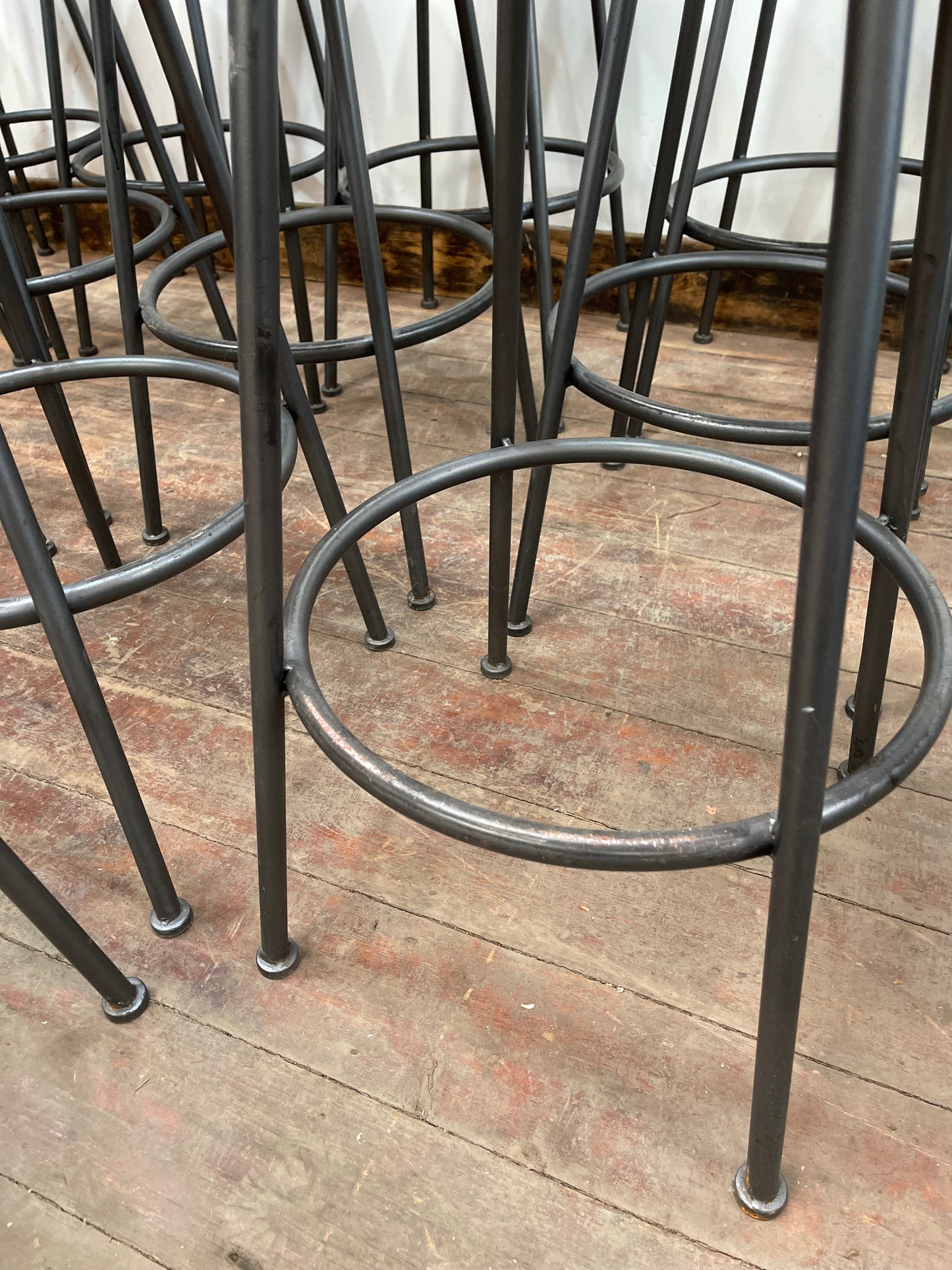 Pair of industrial style bar stools light wood metal frame