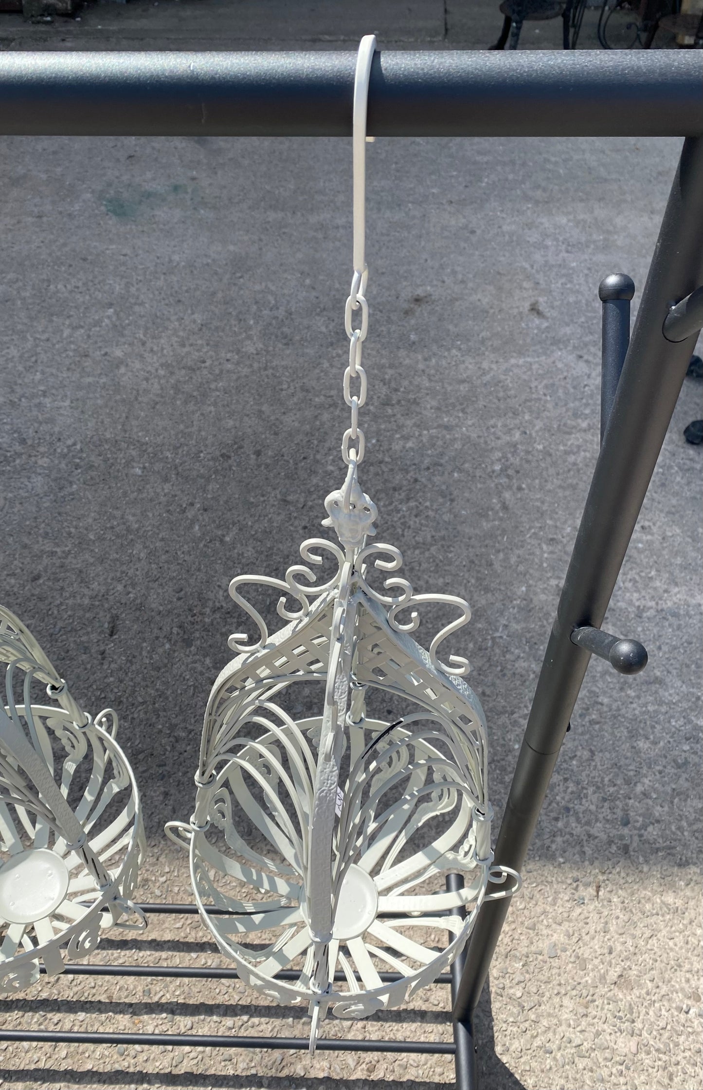 Ornate metal hanging basket
