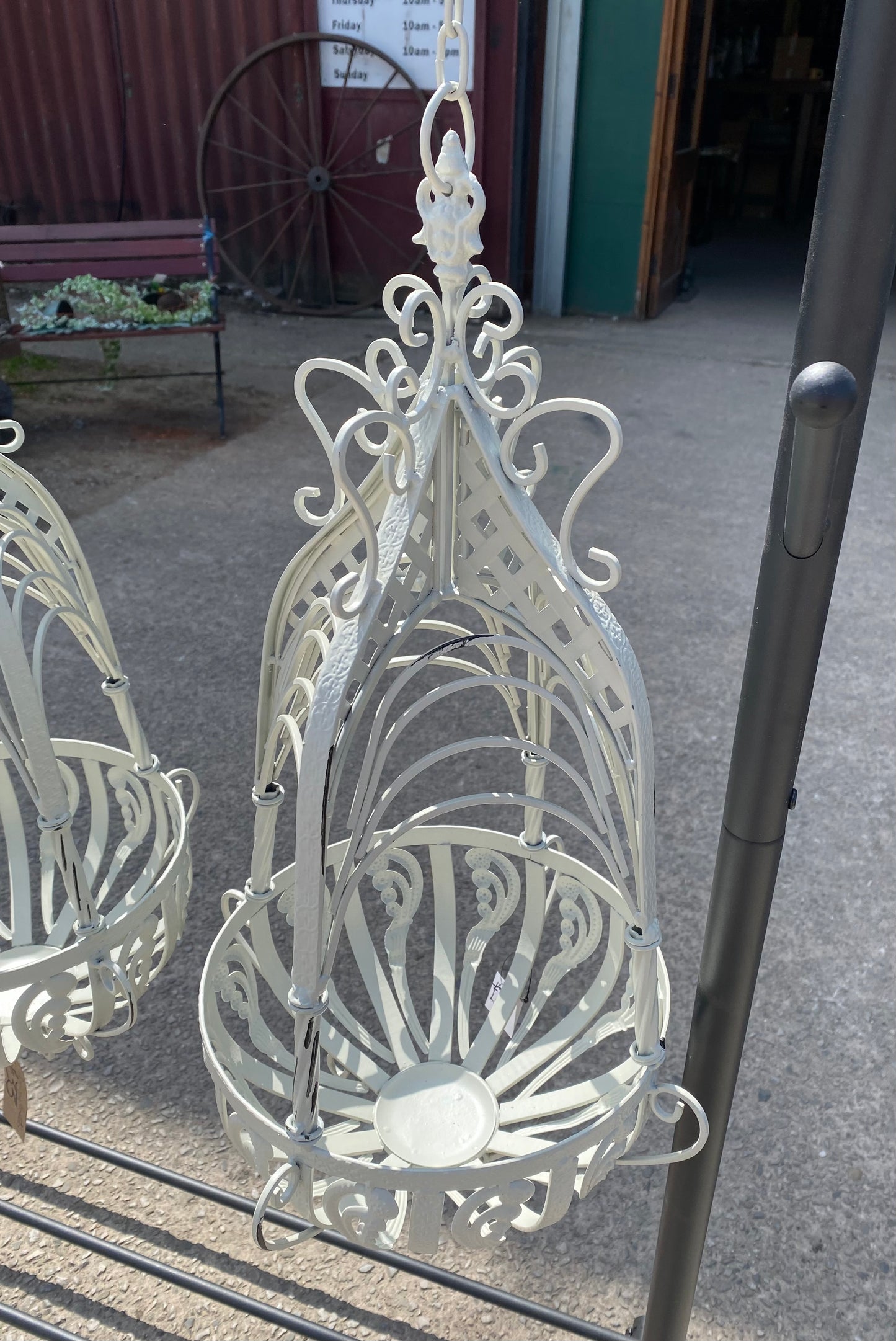 Ornate metal hanging basket