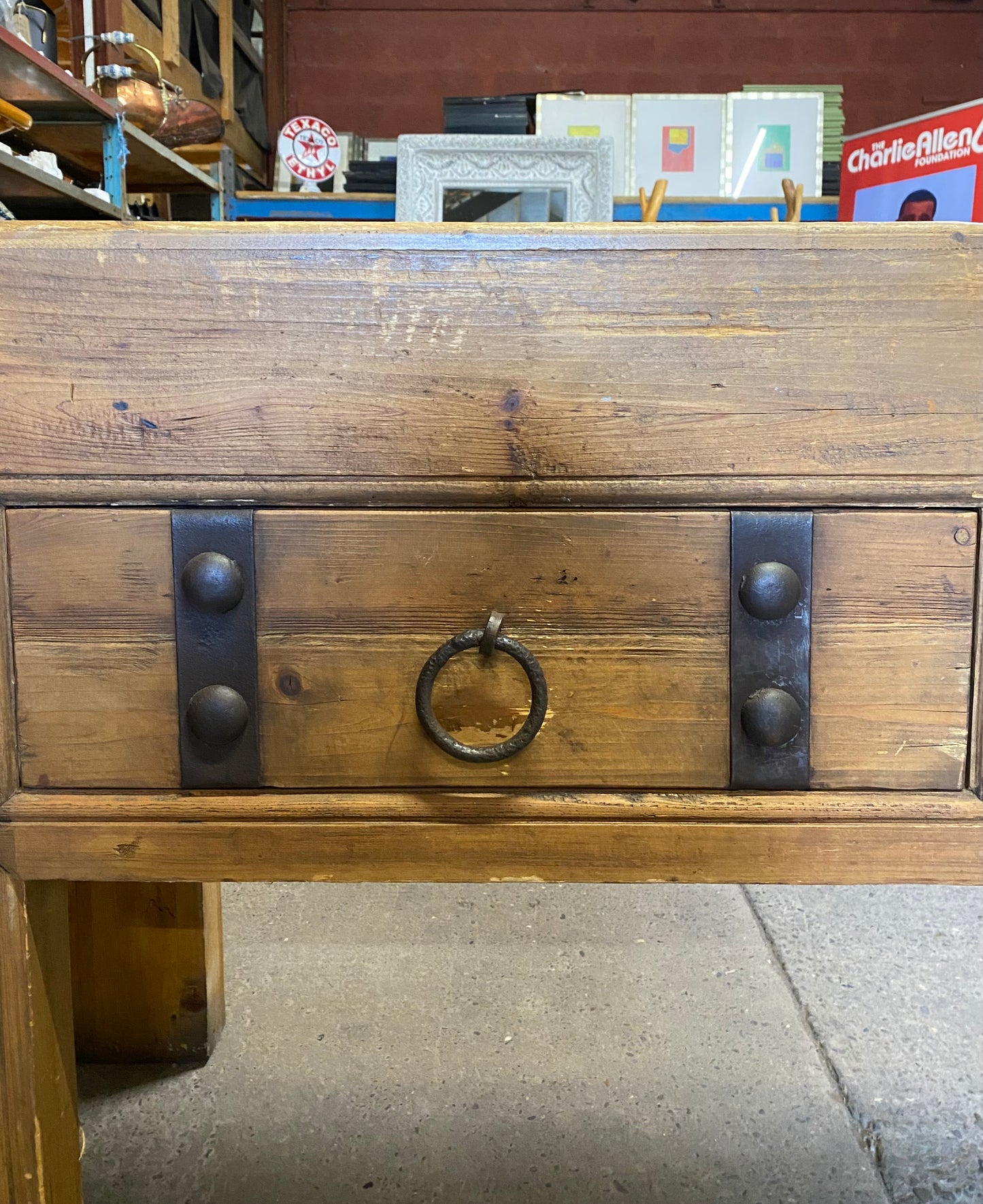 Vintage style rustic 'Butcher's block' wooden unit
