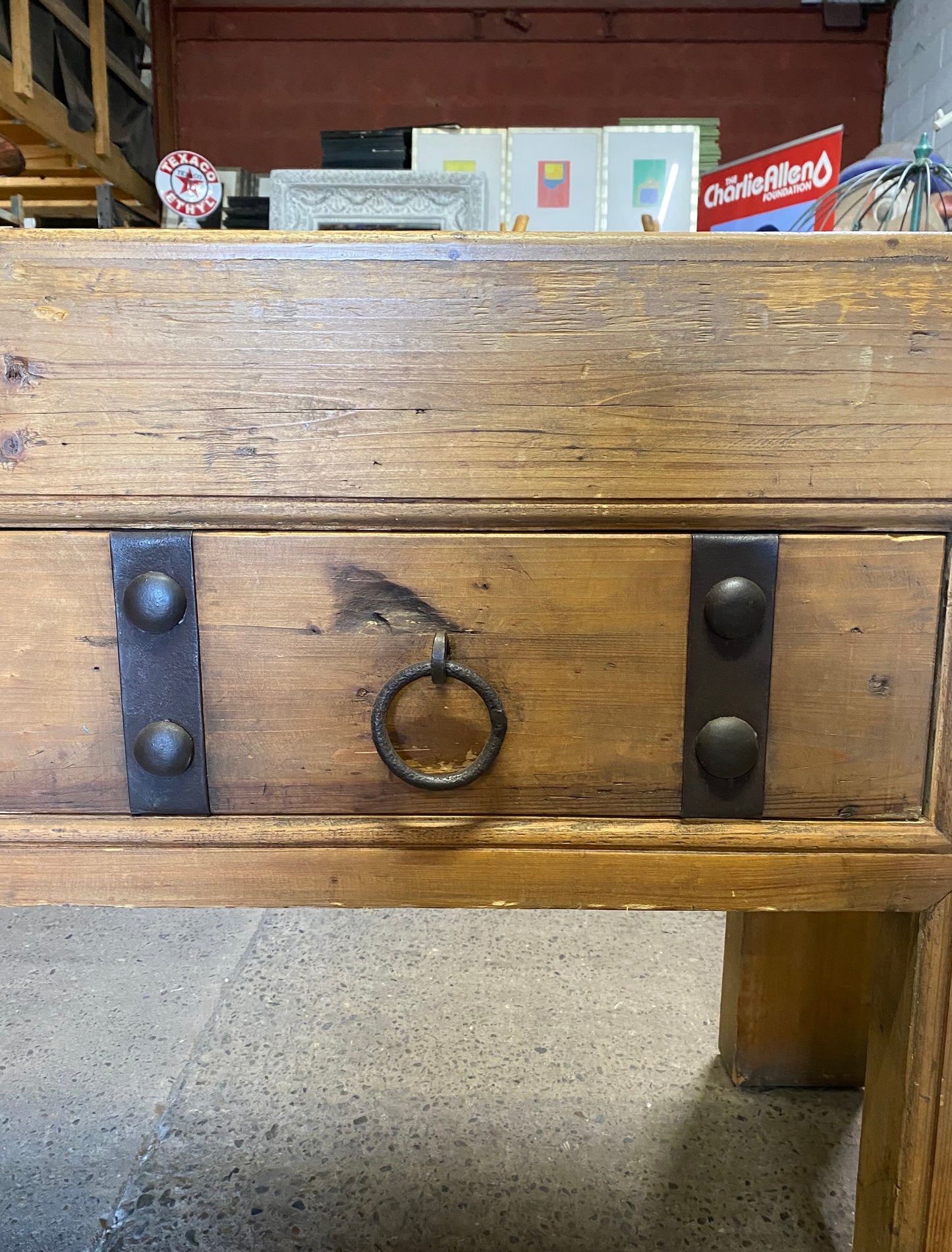 Vintage style rustic 'Butcher's block' wooden unit
